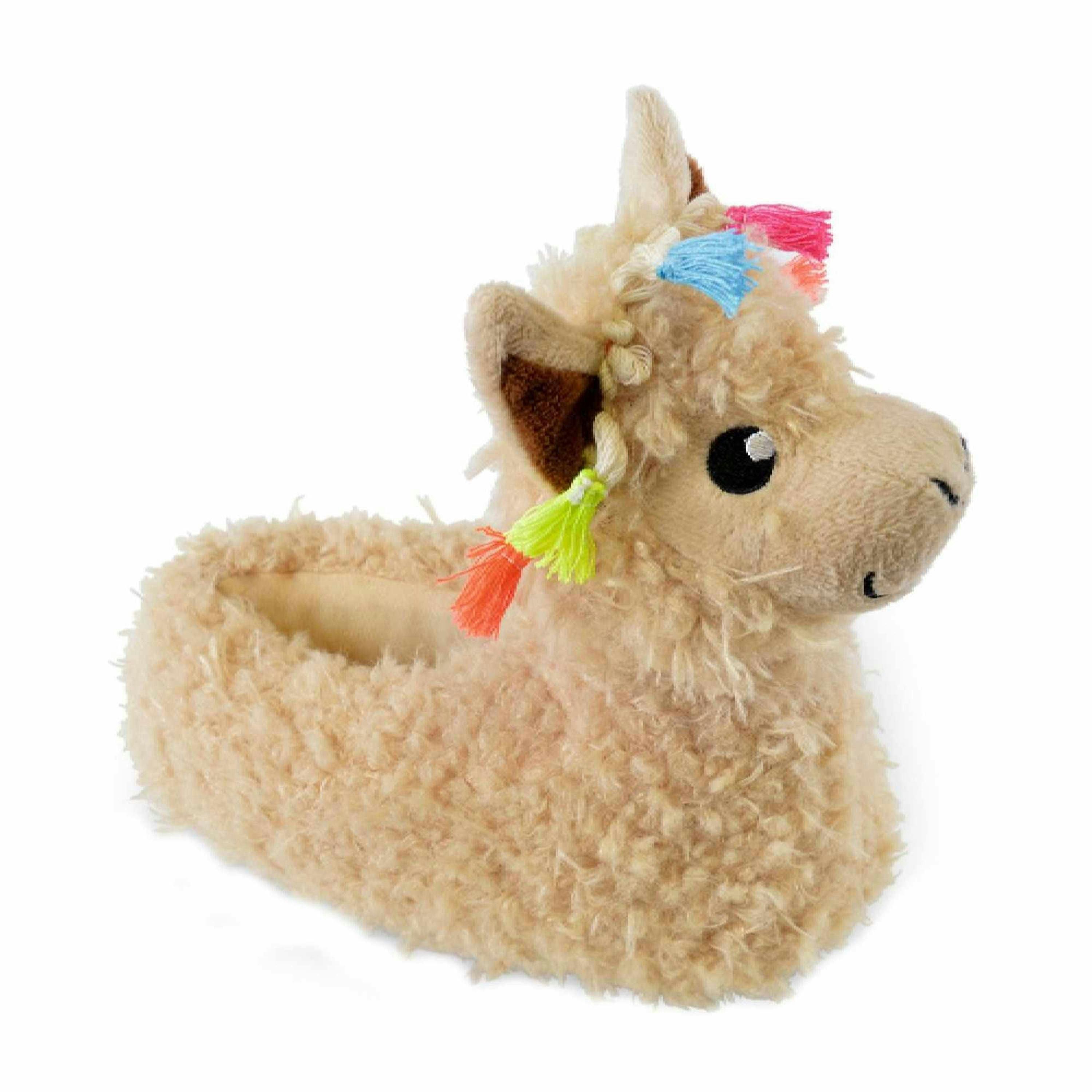 Kids Soft Plush 3D Llama Head Slippers , view 2 of 2