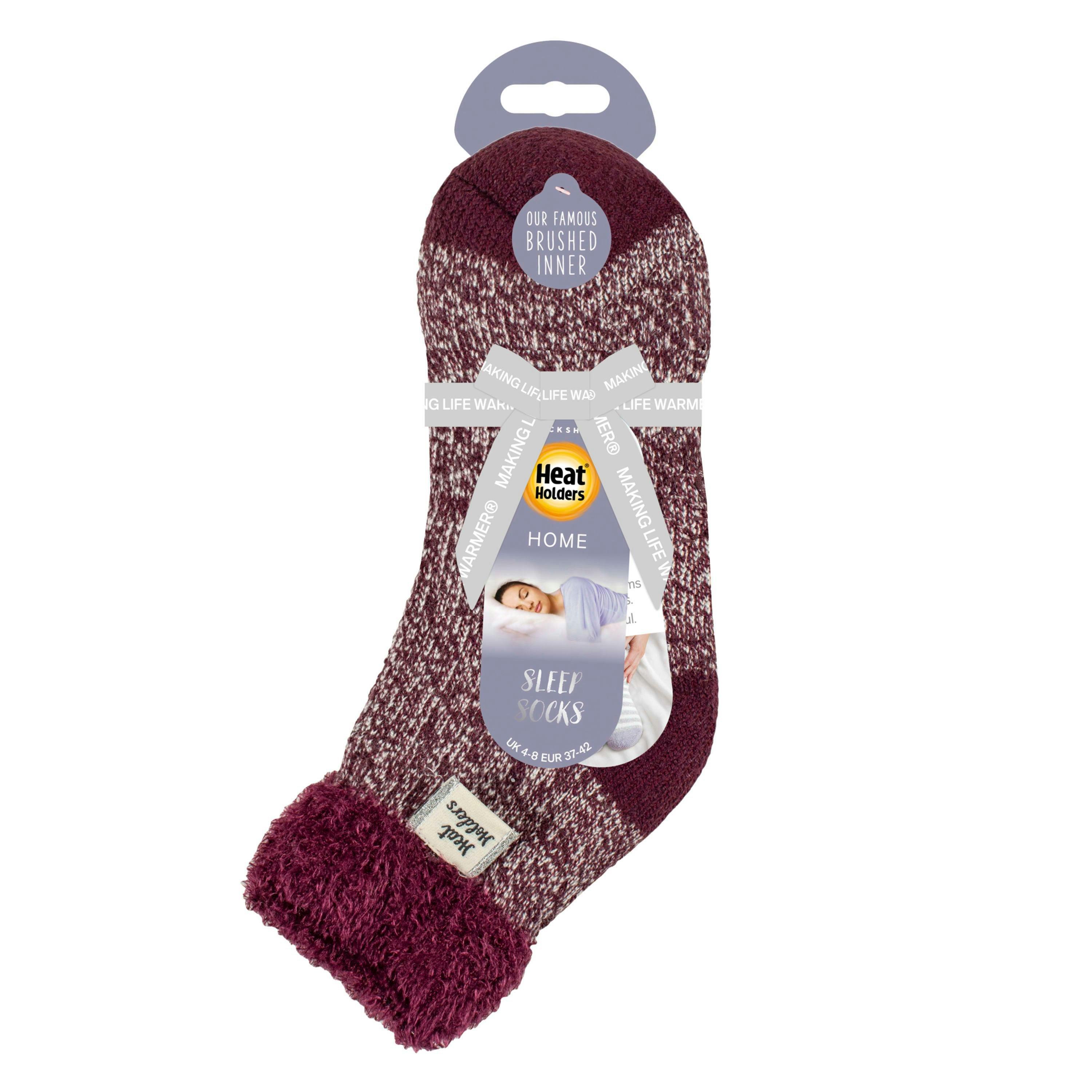 Ladies Ribbed Cuff Thermal Bed Socks for Lounging Around , view 2 of 3