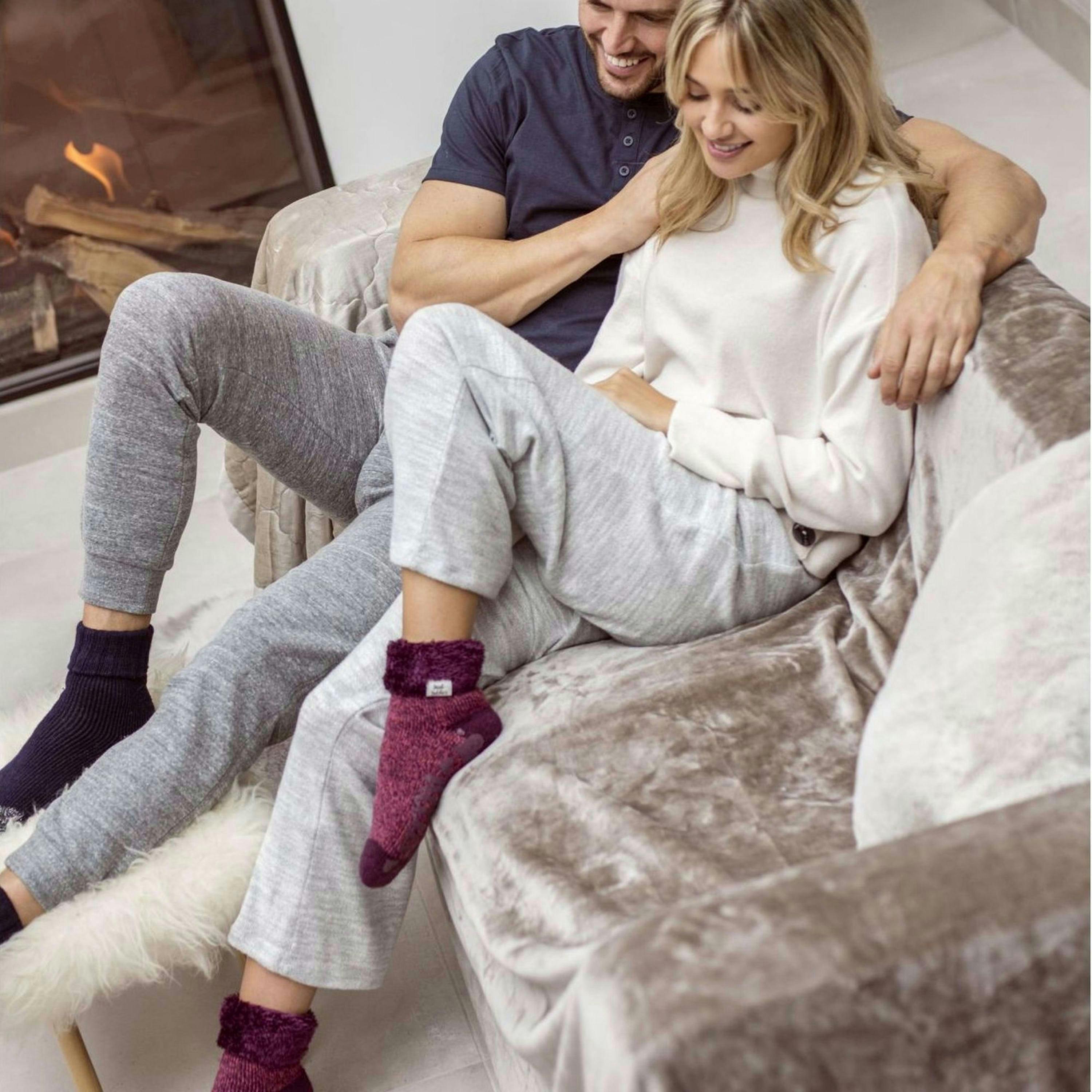 Ladies Cuddly Fluffy Sliper Bed Socks with Feather Top , view 5 of 5