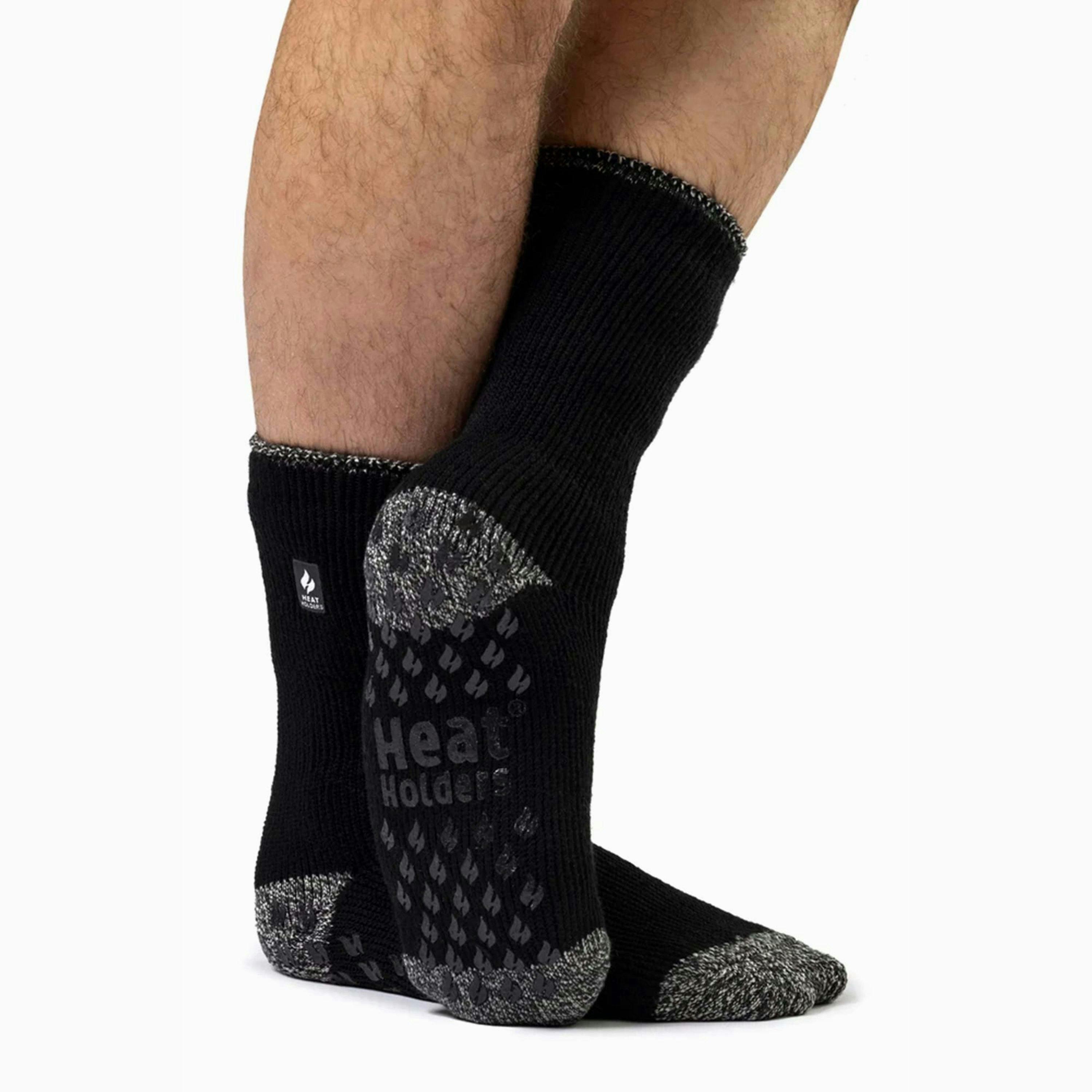 Mens Stripe Patterned Fleece Lined Thermal Slipper Socks , view 4 of 5