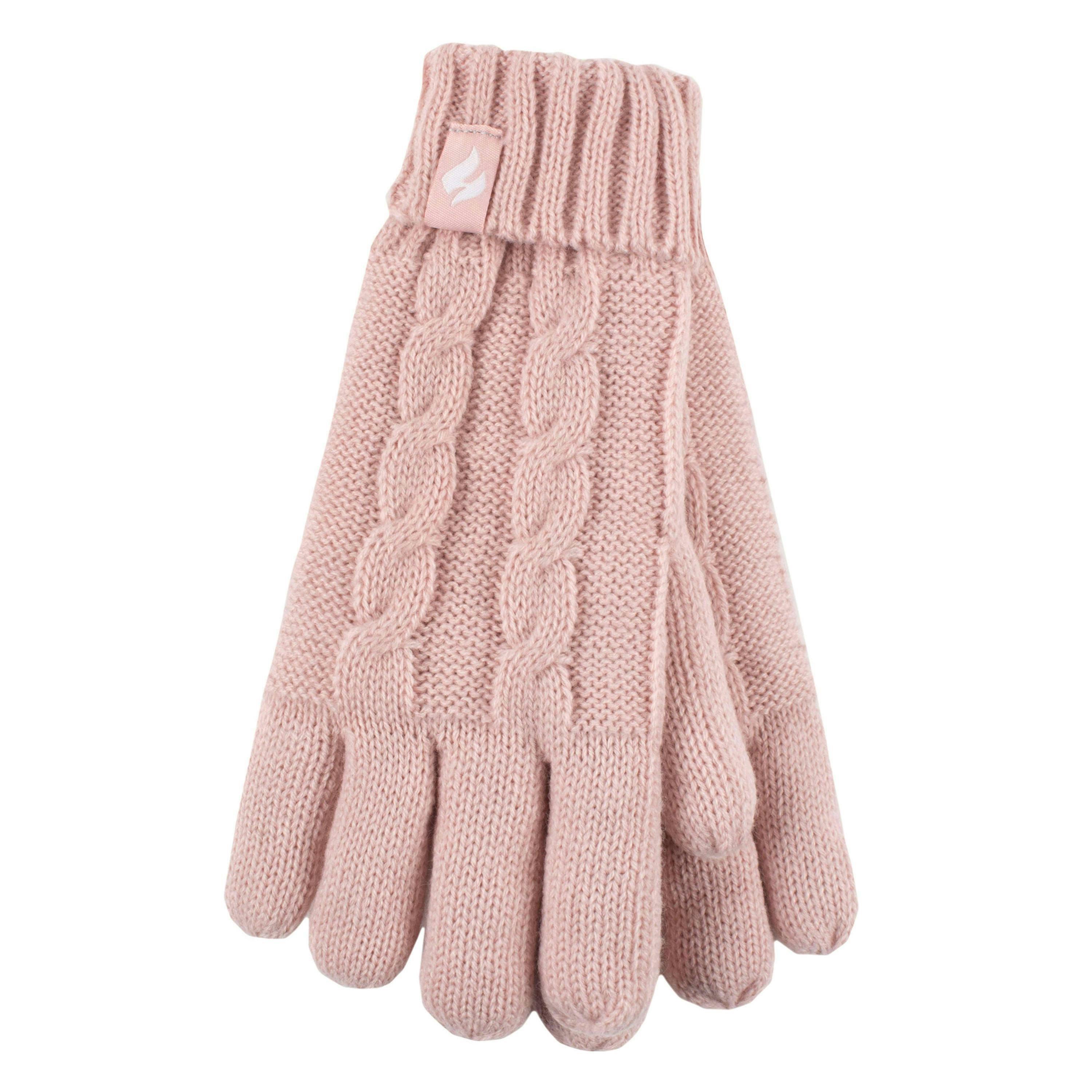 Girls Cable Knit Bobble Pom Pom Thermal Hat & Gloves Set , view 4 of 4