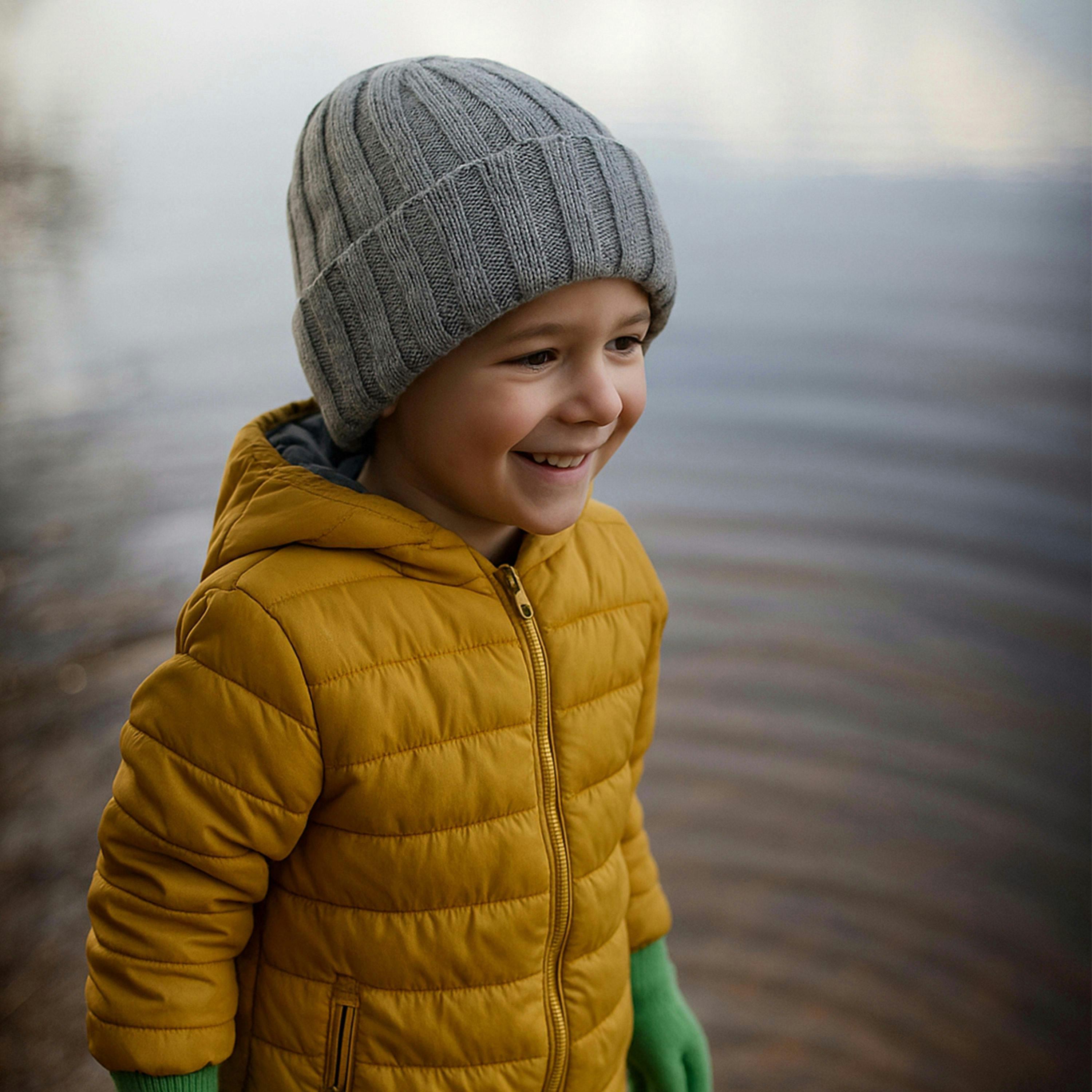 Boys Every Day Casual Wear Ribbed Turnover Winter Hat for Kids , view 4 of 4