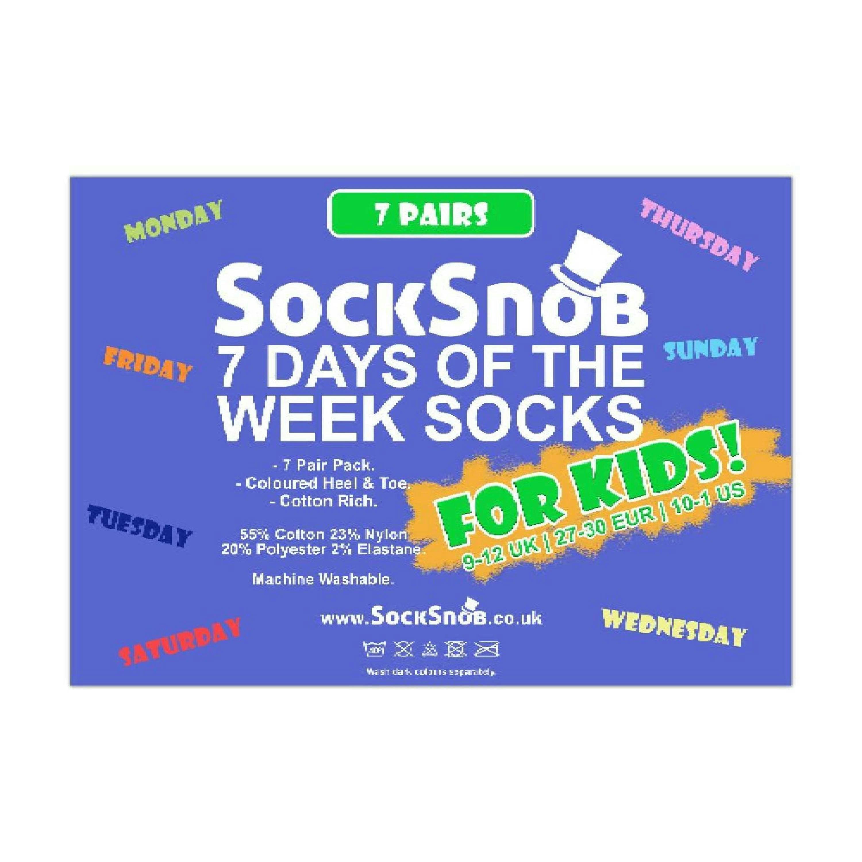 7 Pack Kids Novelty Days of The Week Socks Ideal for School , view 2 of 5