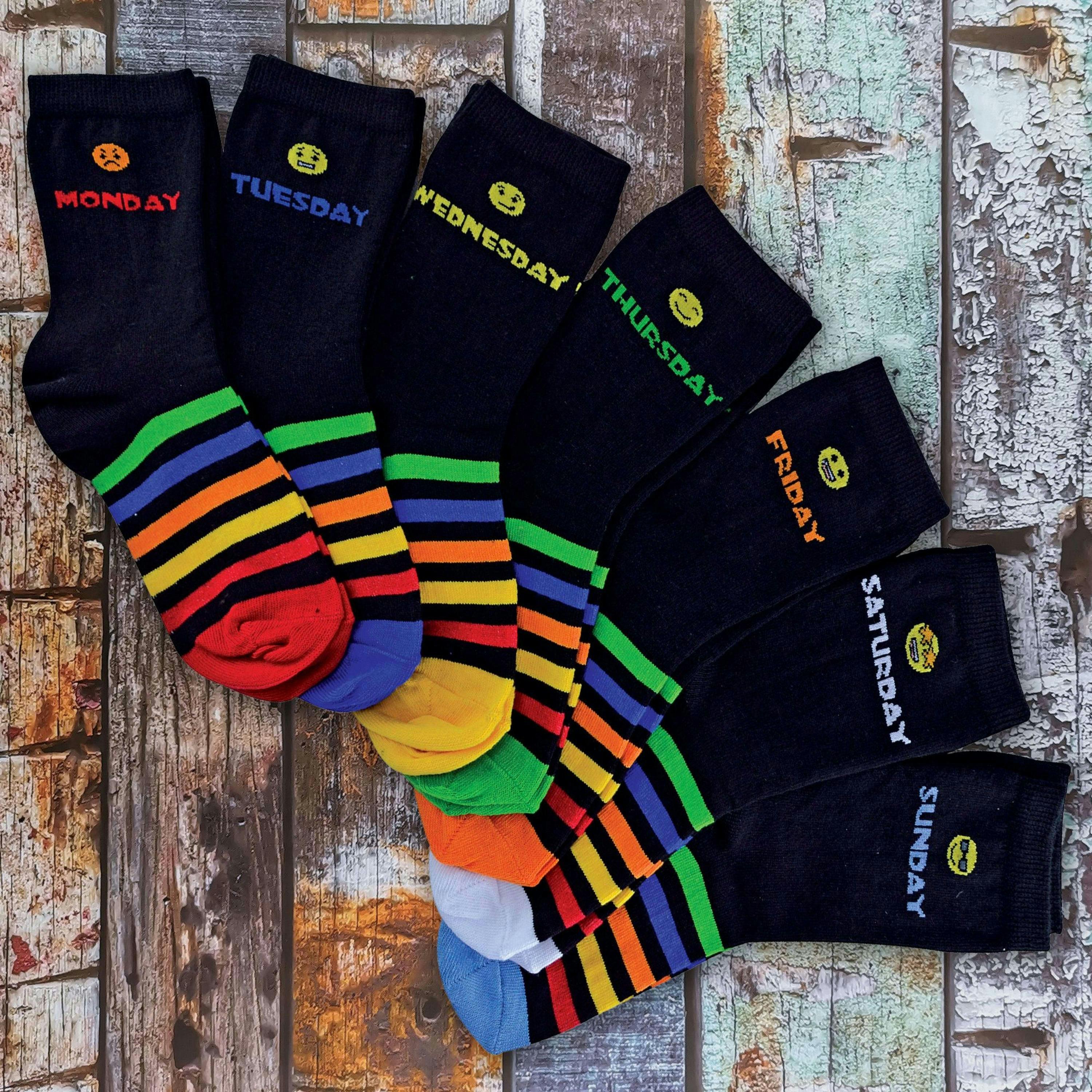 7 Pack Kids Novelty Days of The Week Socks Ideal for School , view 3 of 5