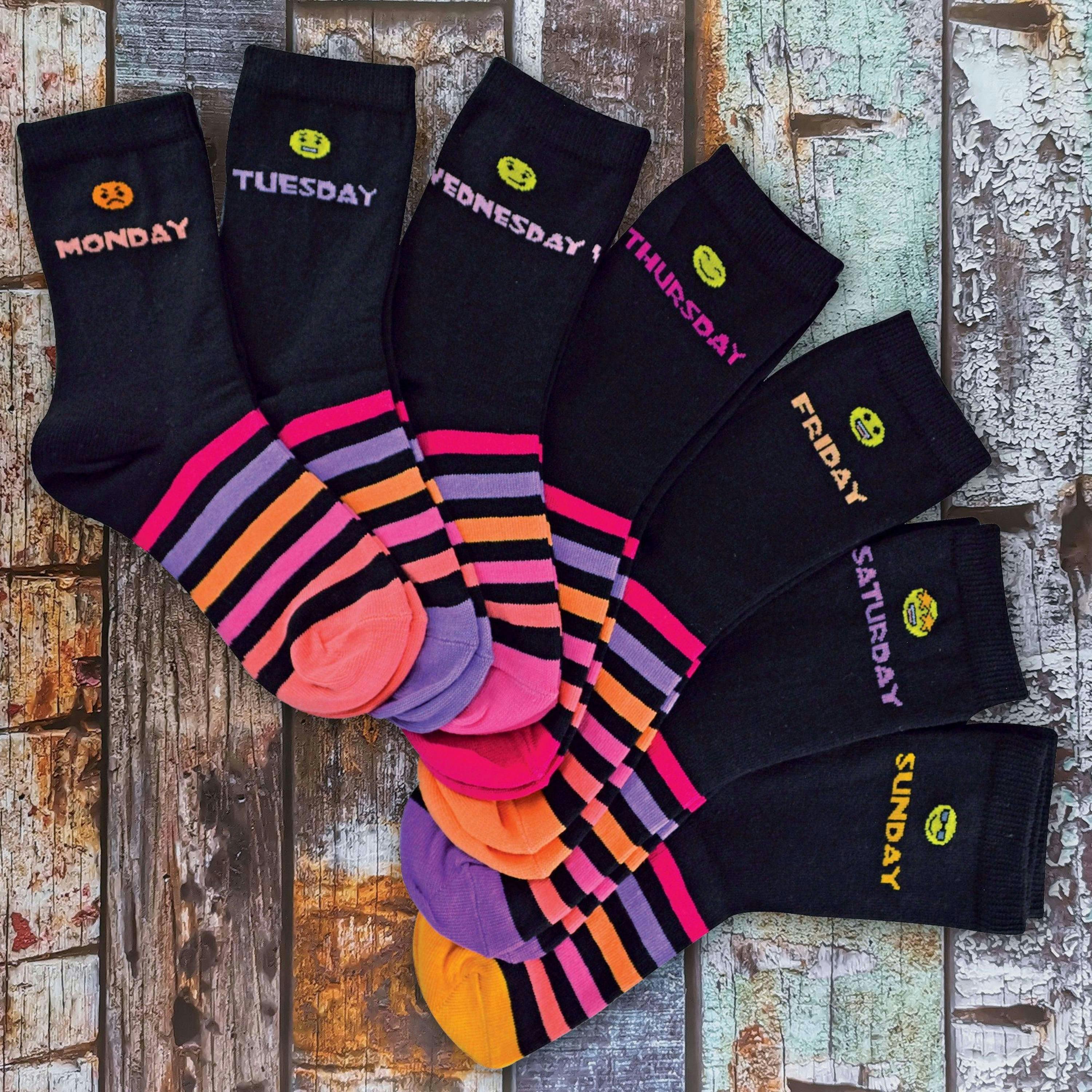7 Pack Kids Novelty Days of The Week Socks Ideal for School , view 4 of 5