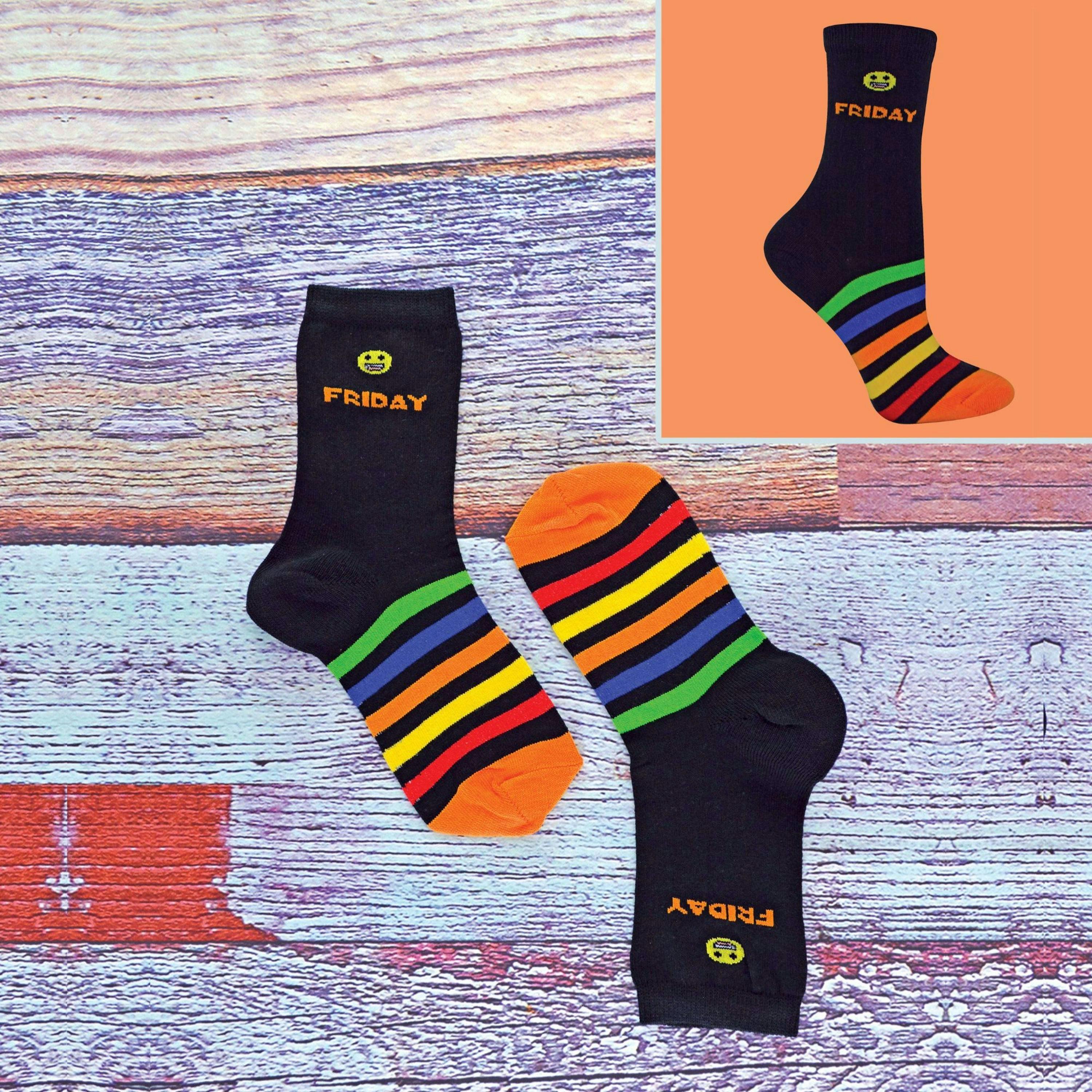 7 Pack Kids Novelty Days of The Week Socks Ideal for School , view 5 of 5