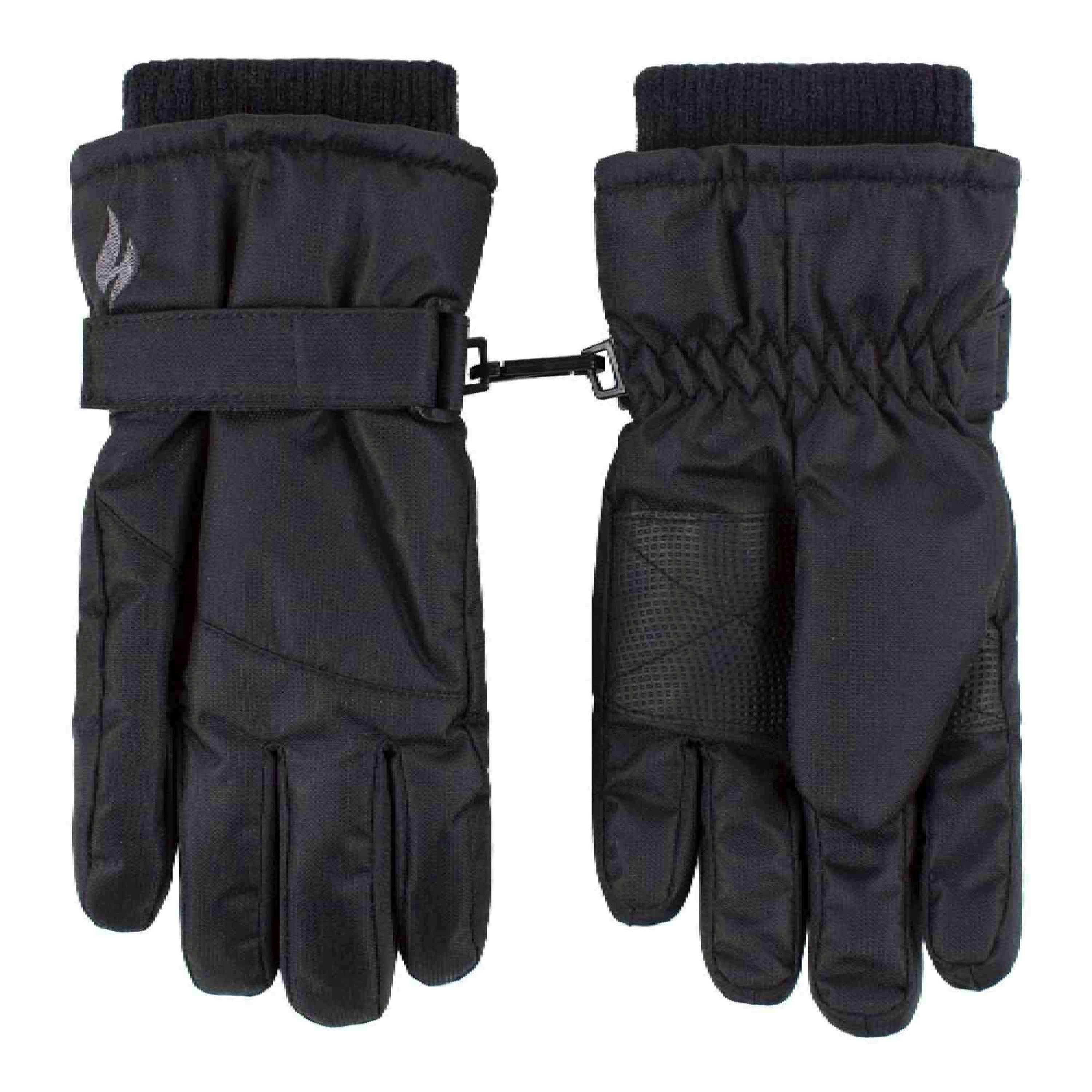 Childrens Black Winter Fleece Lined Waterproof Thermal Snow Ski Gloves , view 1 of 4