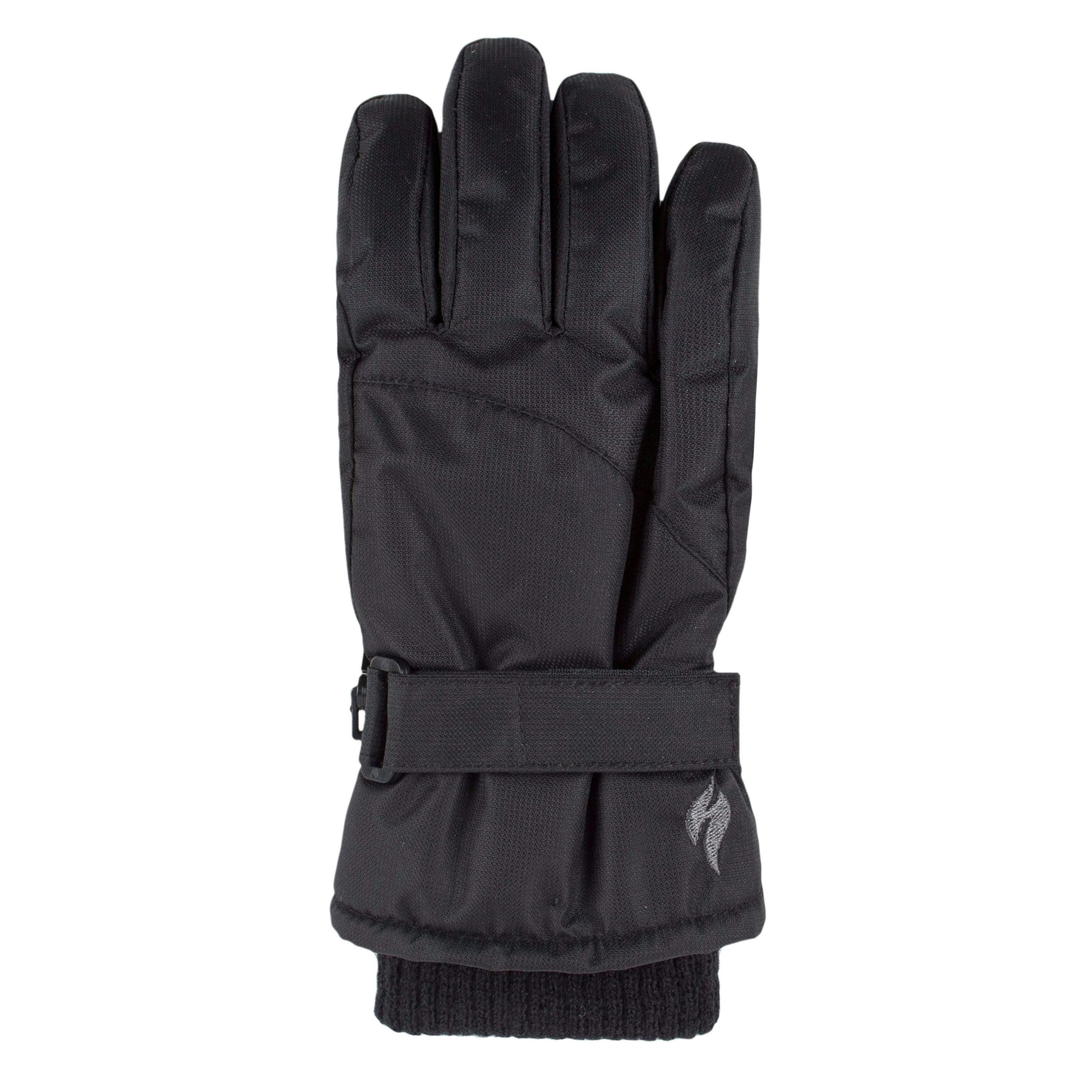 Childrens Black Winter Fleece Lined Waterproof Thermal Snow Ski Gloves , view 3 of 4