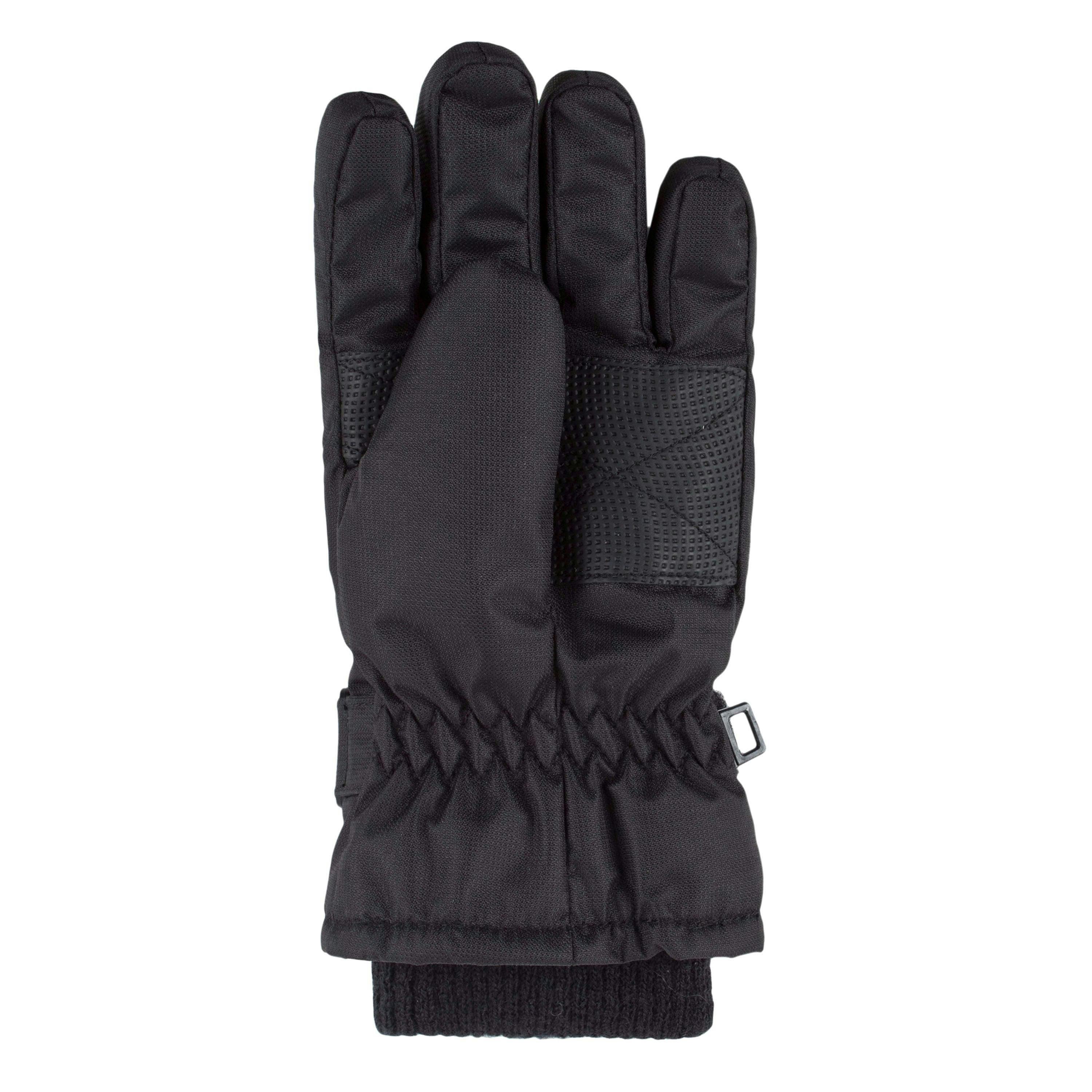 Childrens Black Winter Fleece Lined Waterproof Thermal Snow Ski Gloves , view 4 of 4