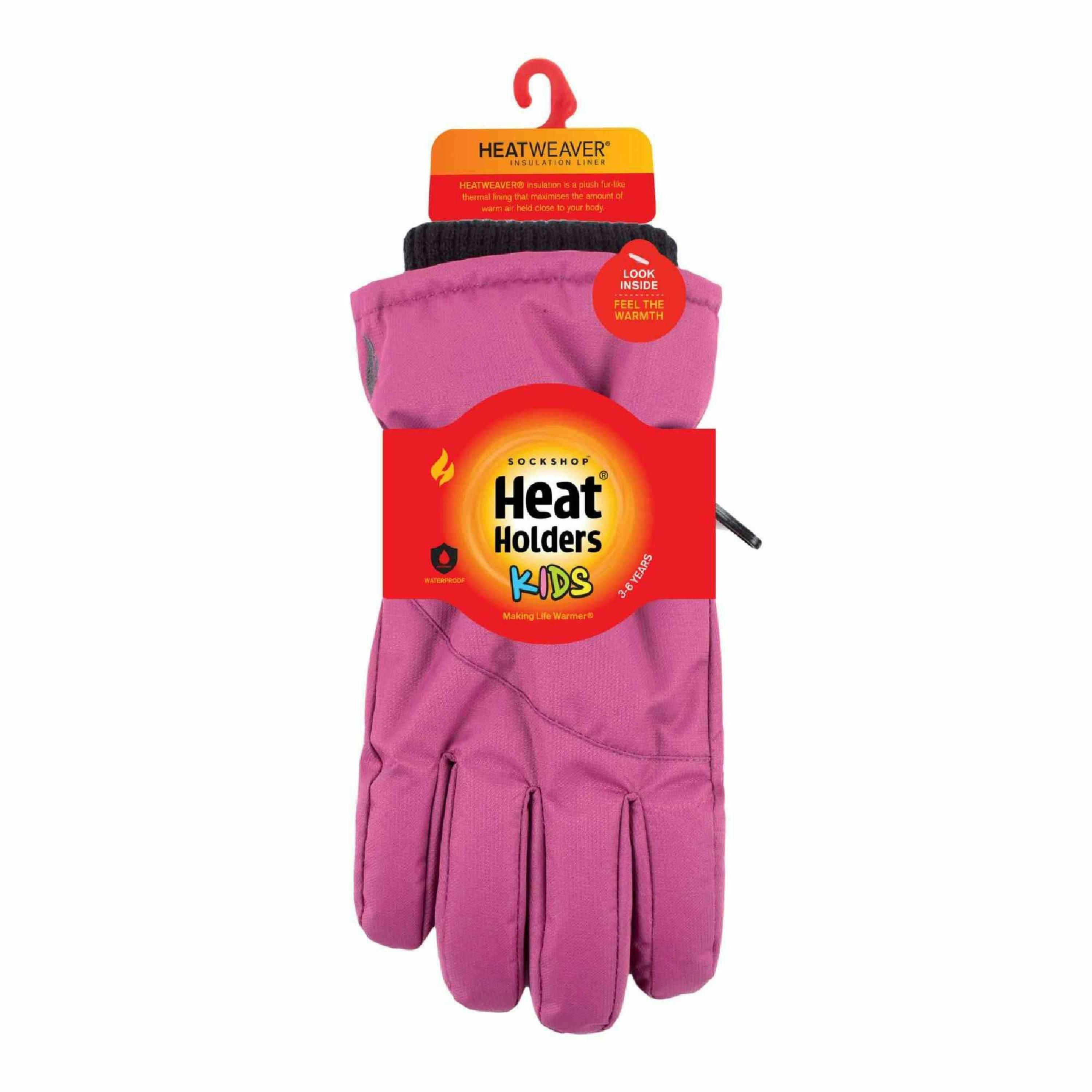 Childrens Pink Winter Fleece Lined Waterproof Thermal Snow Ski Gloves , view 2 of 4