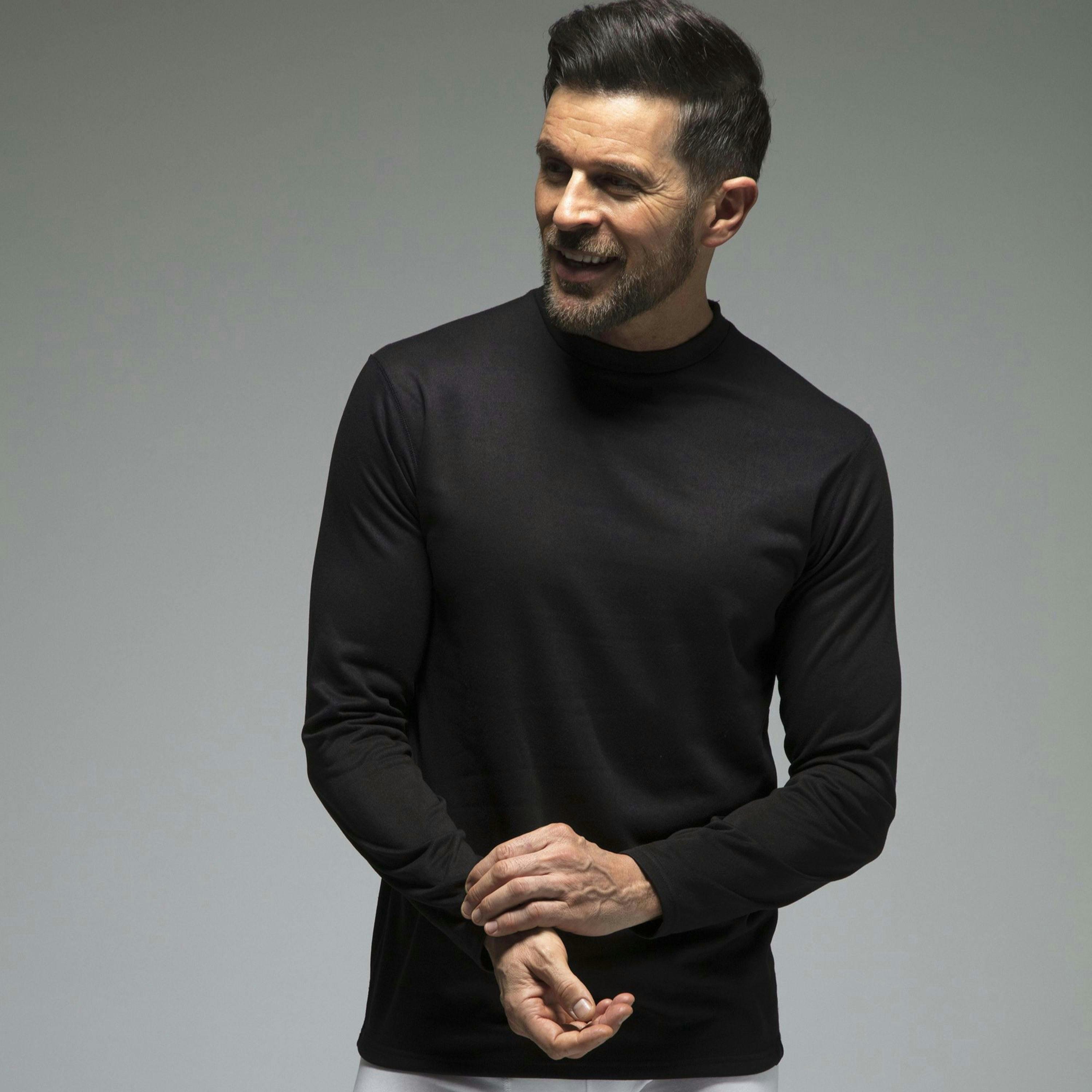 Mens Fleece Lined Base Layer Thermal Long Sleeve Top , view 3 of 5