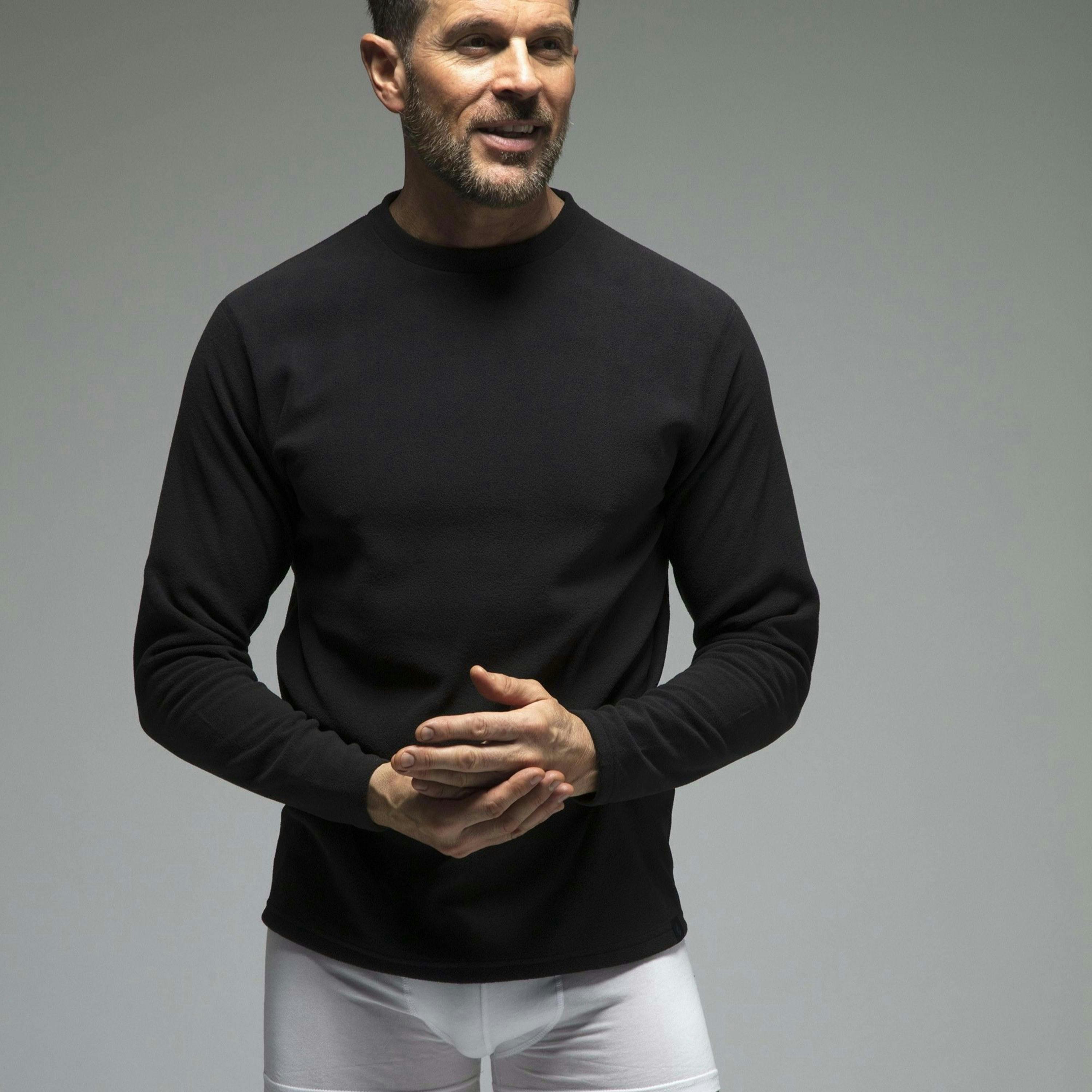 Mens Fleece Lined Base Layer Thermal Long Sleeve Top , view 4 of 5