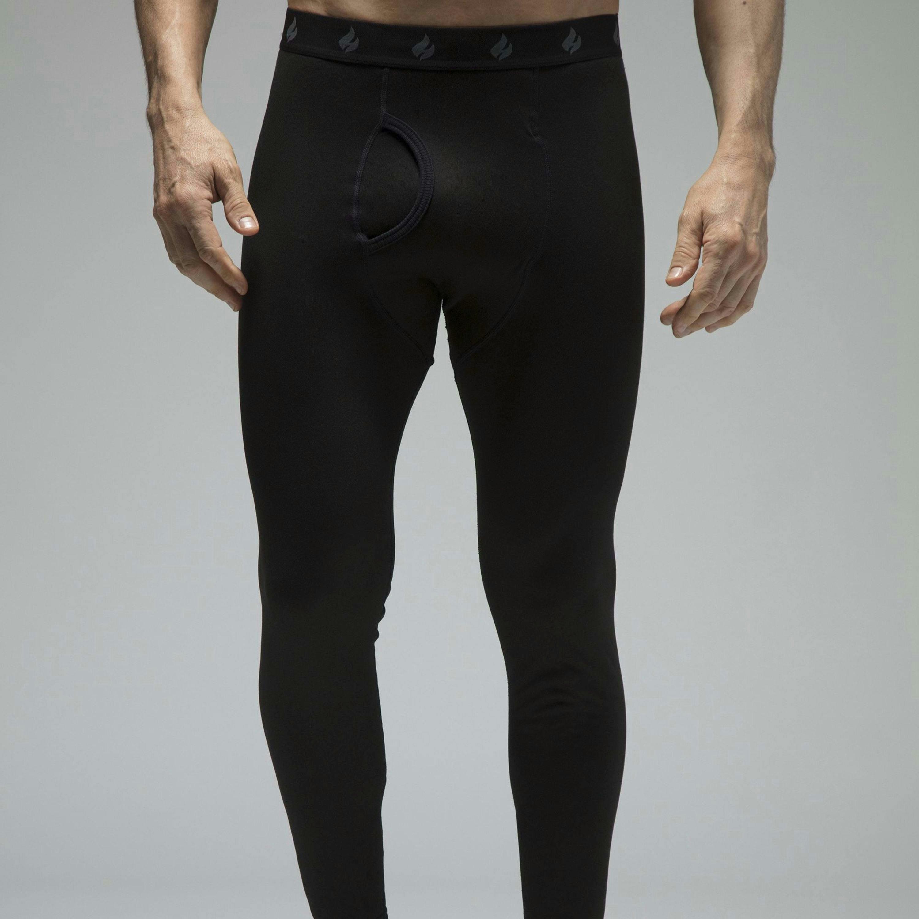 Mens Fleece Lined Base Layer Thermal Long John Bottoms , view 3 of 4