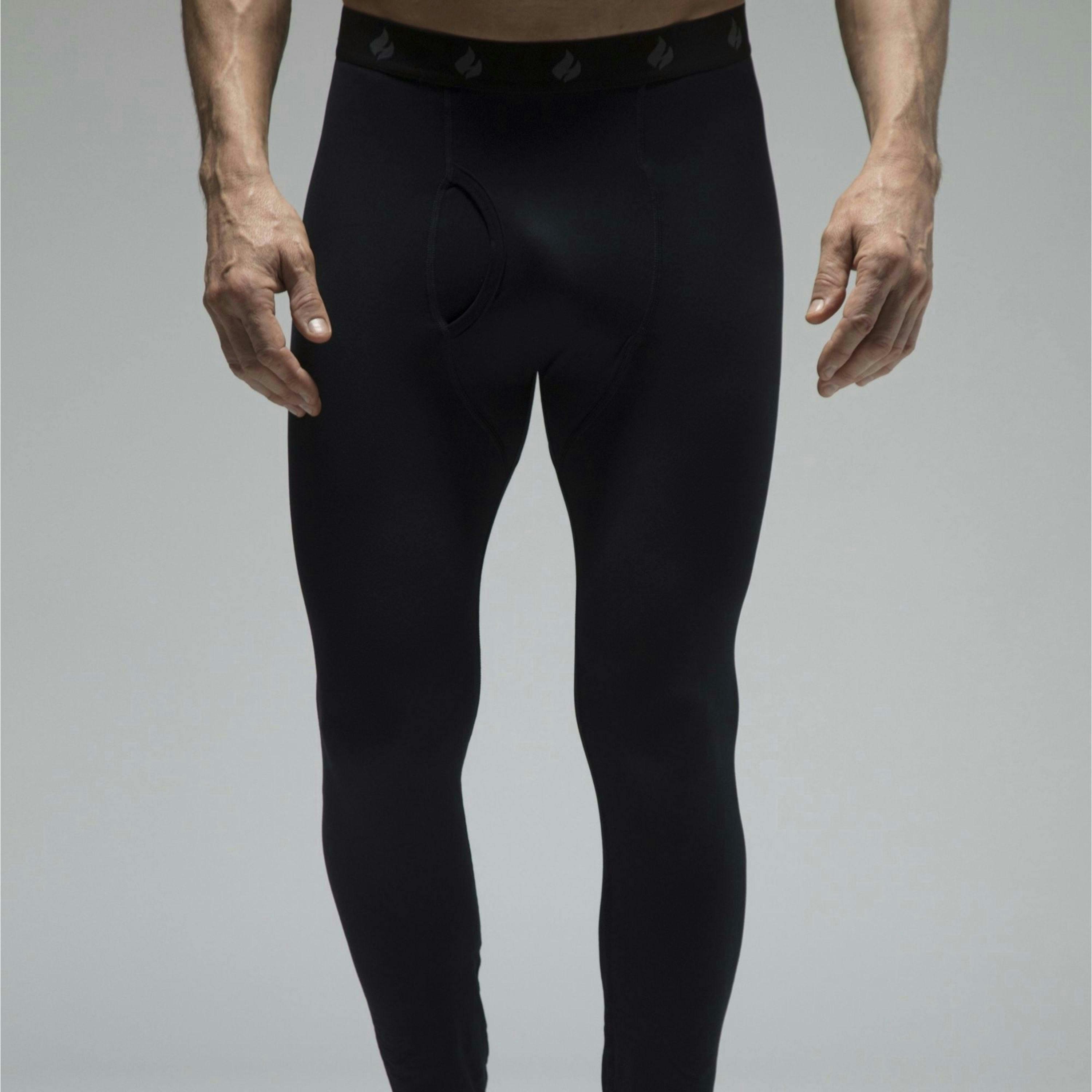 Mens Fleece Lined Base Layer Thermal Long John Bottoms , view 4 of 4