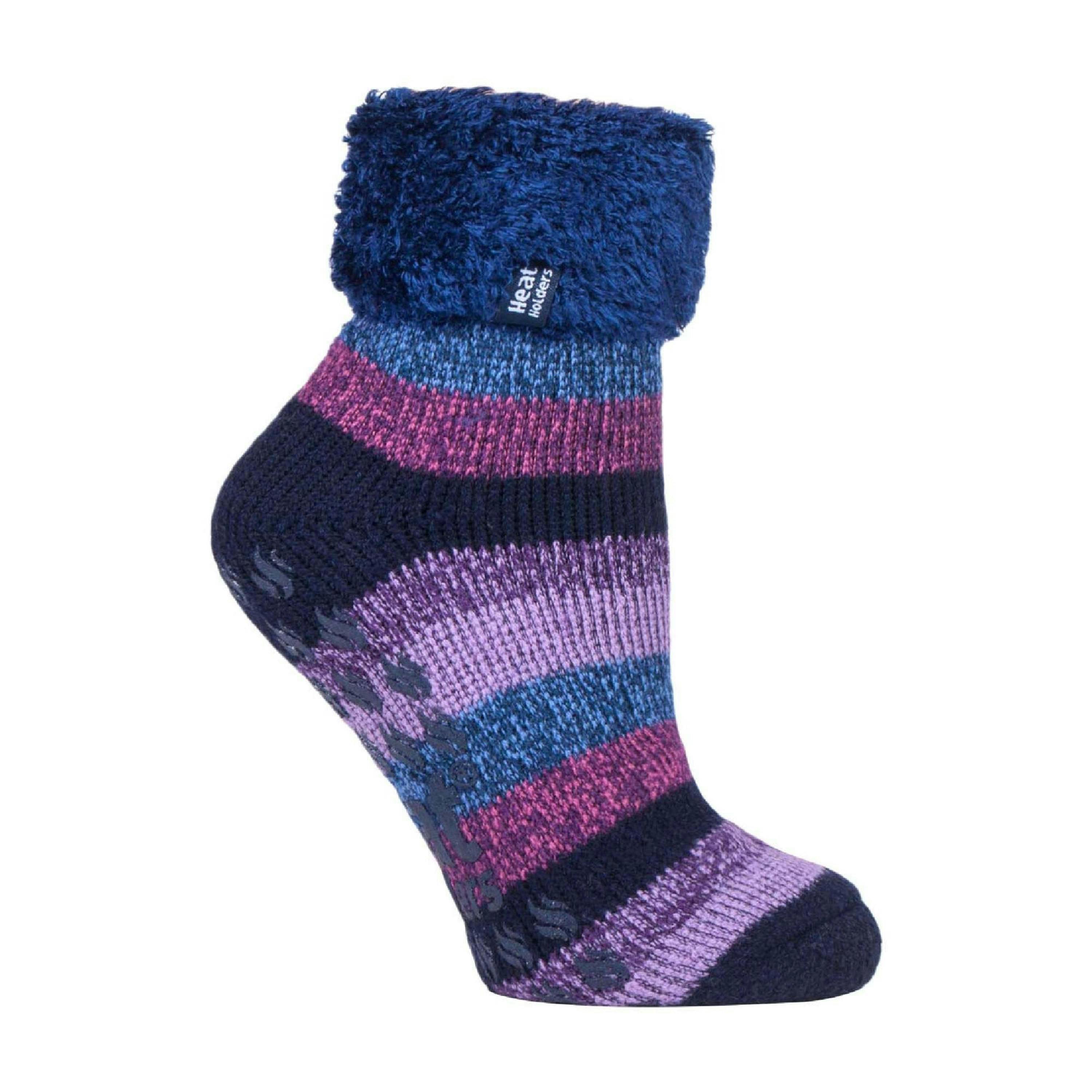 Ladies Non Slip Thermal Low Cut Ankle Slipper Bed Socks with Grips , view 1 of 5