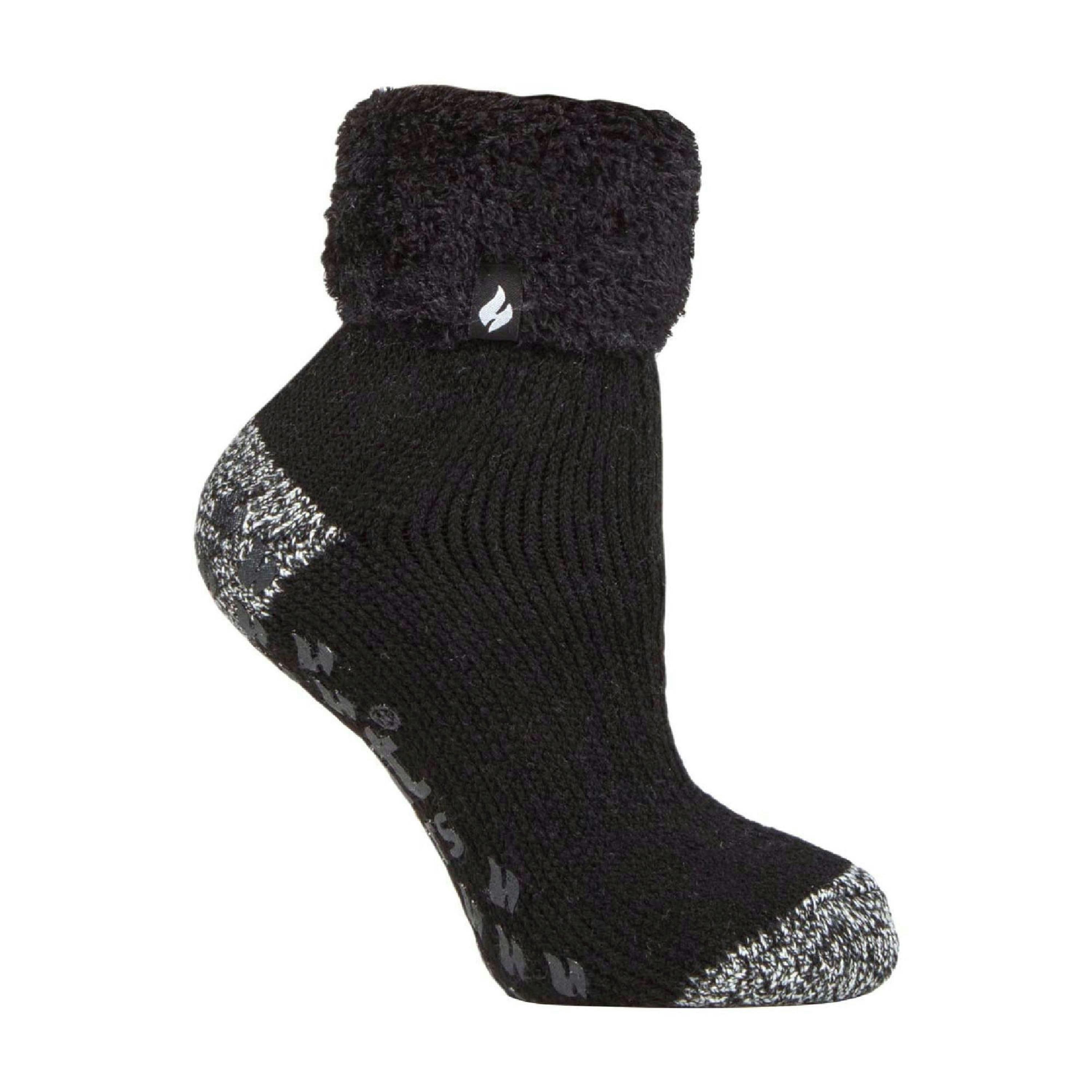 Ladies Non Slip Thermal Low Cut Ankle Slipper Bed Socks with Grips , view 1 of 5