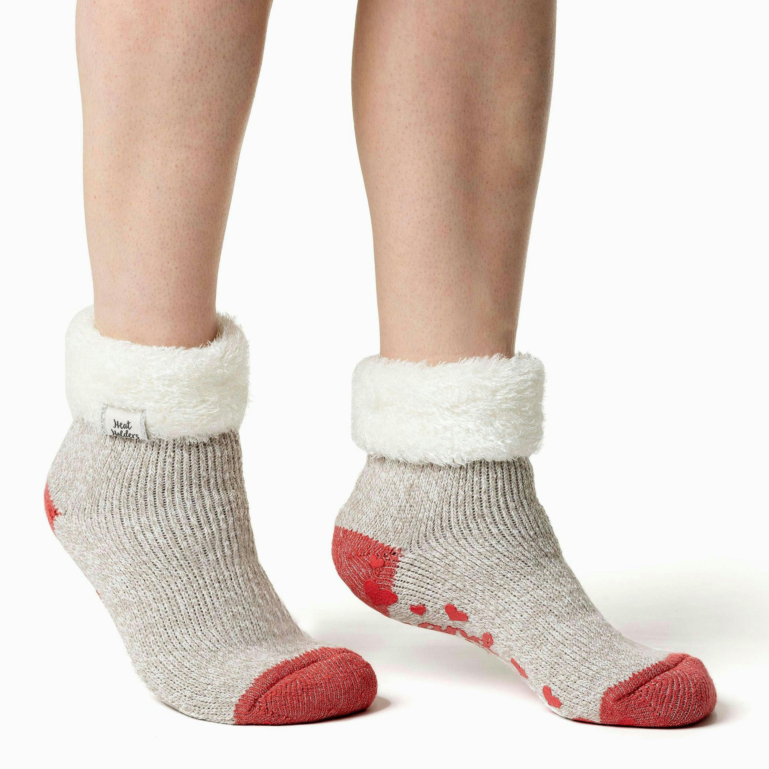 Ladies Non Slip Thermal Low Cut Ankle Slipper Bed Socks with Grips , view 5 of 5