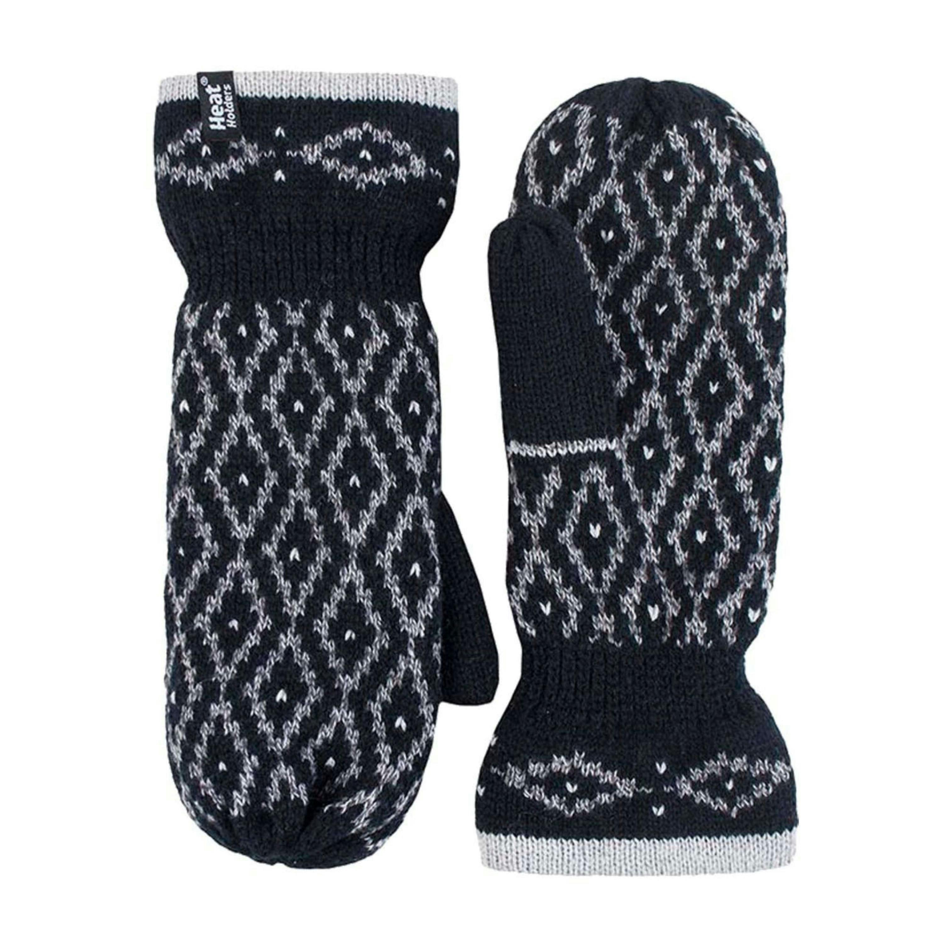 Ladies Knitted Fleece Lined Winter Warm Thermal Mittens , view 1 of 5