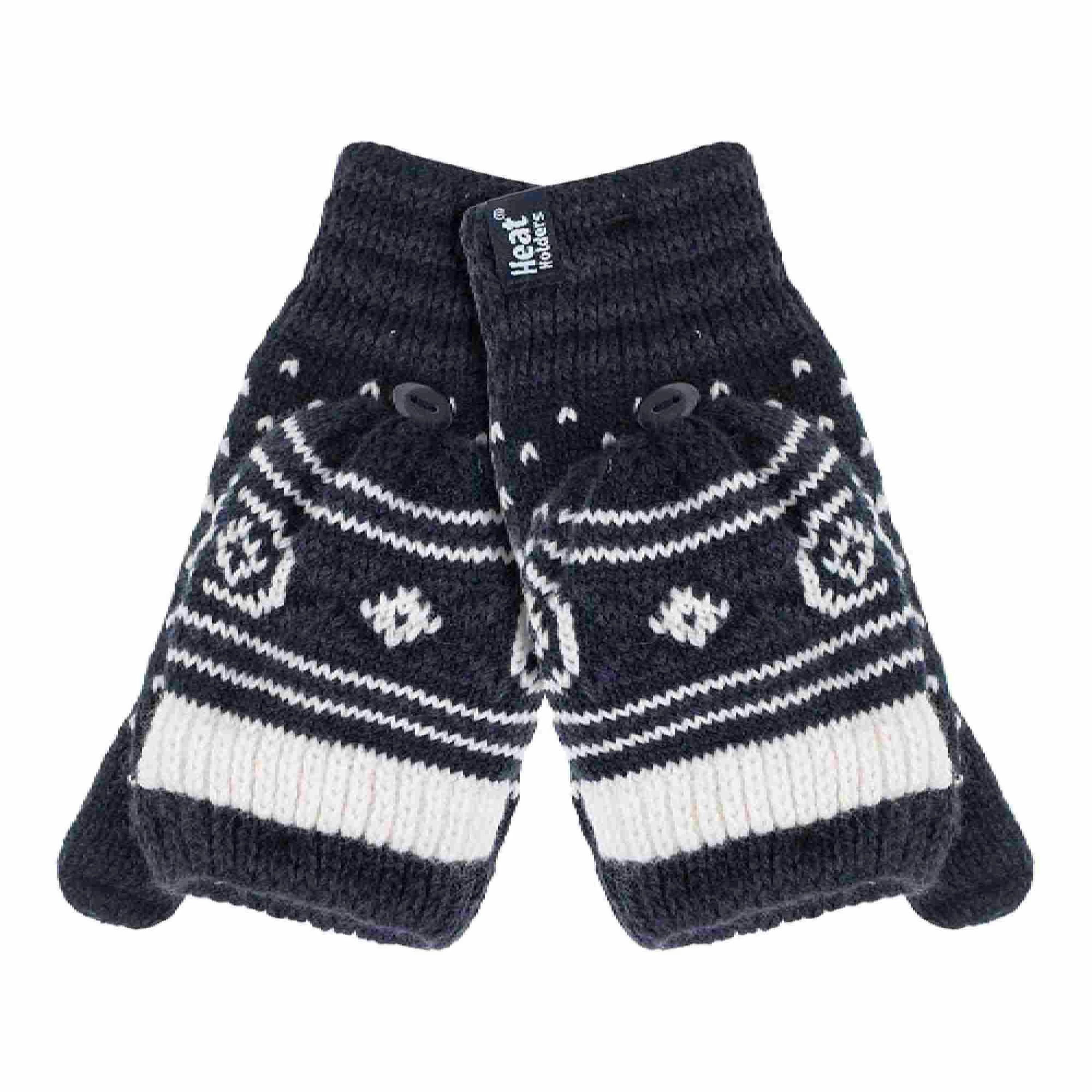 Ladies Warm Fairisle Patterned Thermal Fingerless Converter Gloves , view 1 of 5