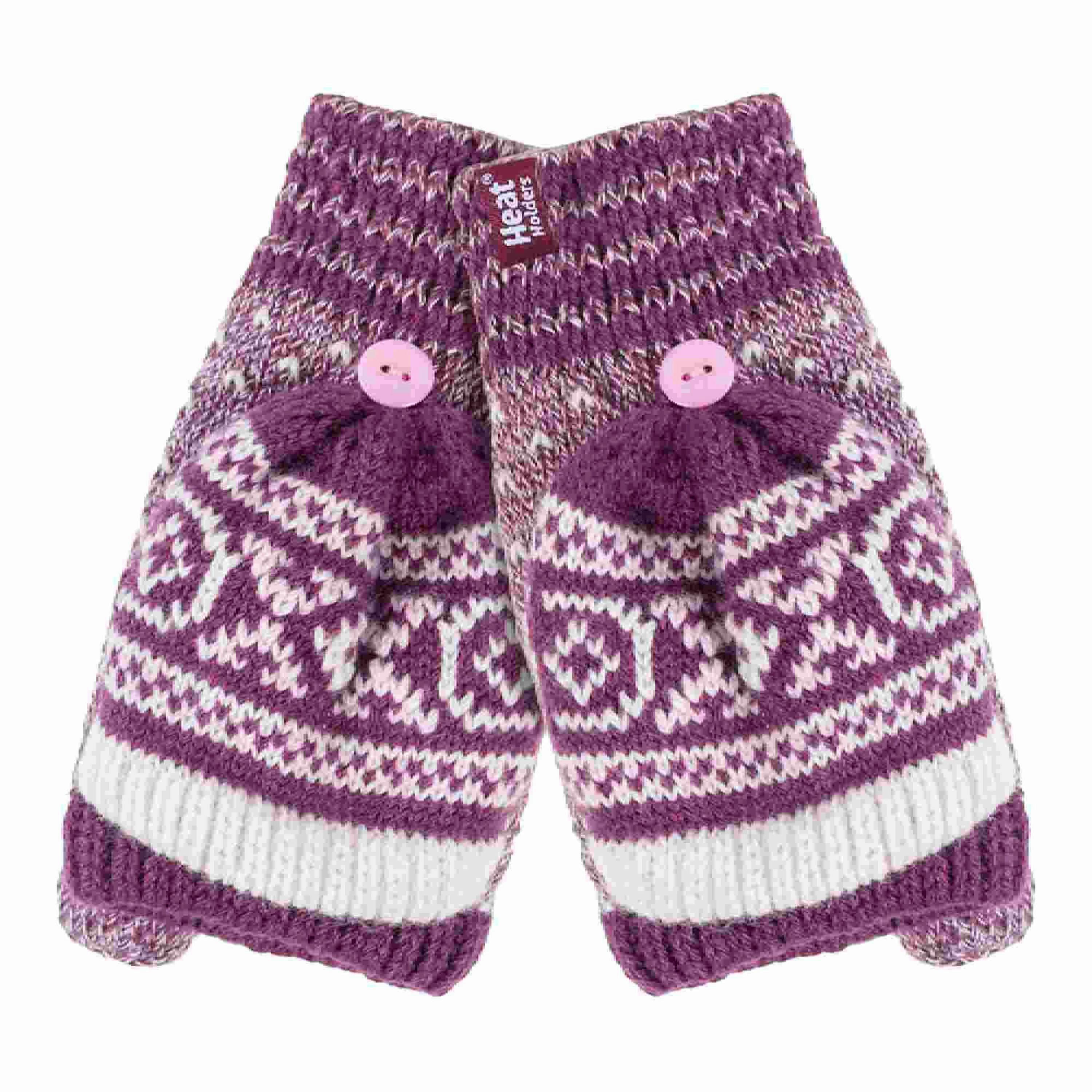 Ladies Warm Fairisle Patterned Thermal Fingerless Converter Gloves , view 1 of 5