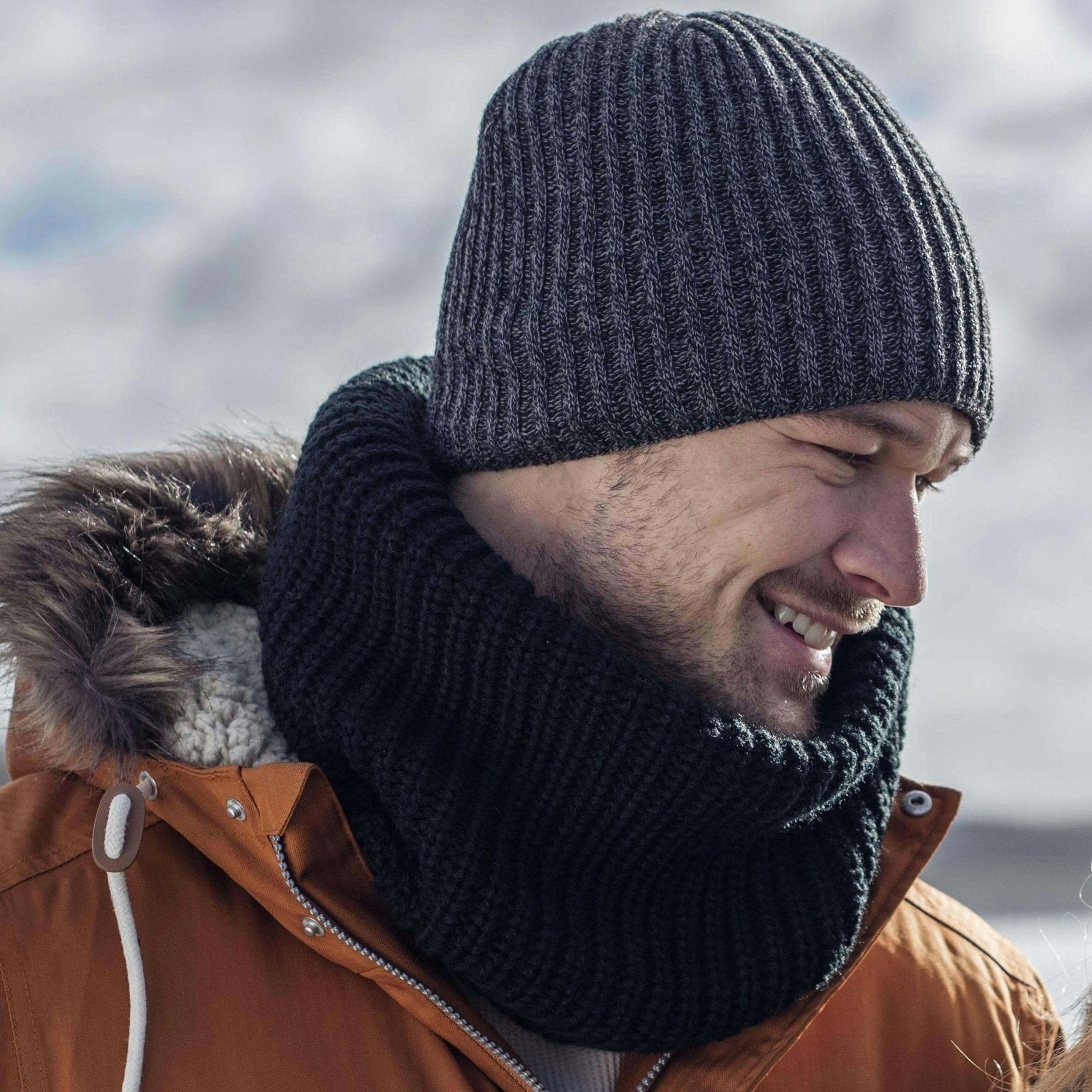 Mens Fleece Lined Thermal Winter Knitted Beanie Hat , view 5 of 5