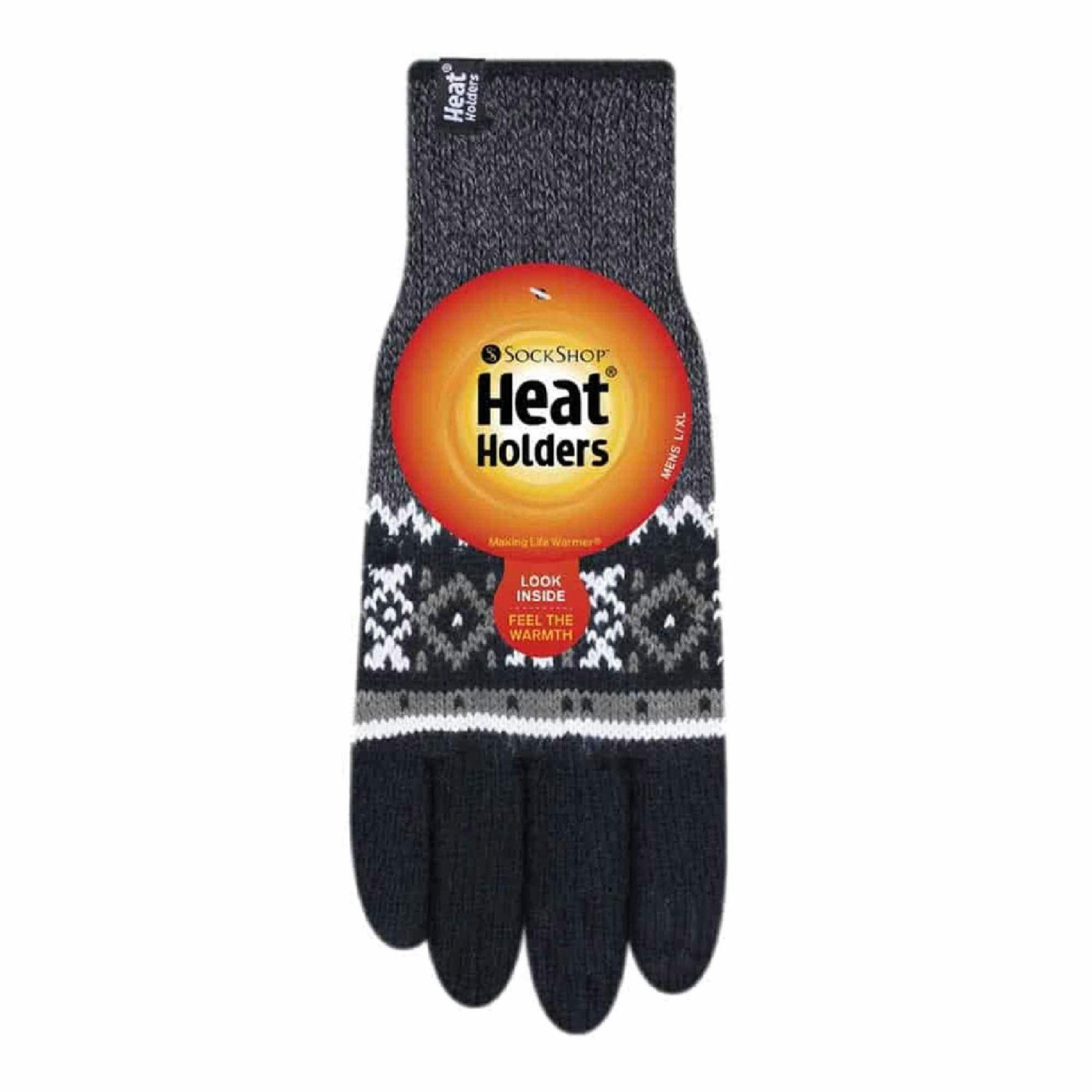 Mens Nordic Fairisle Knitted Fleece Lined Winter Thermal Gloves , view 2 of 5