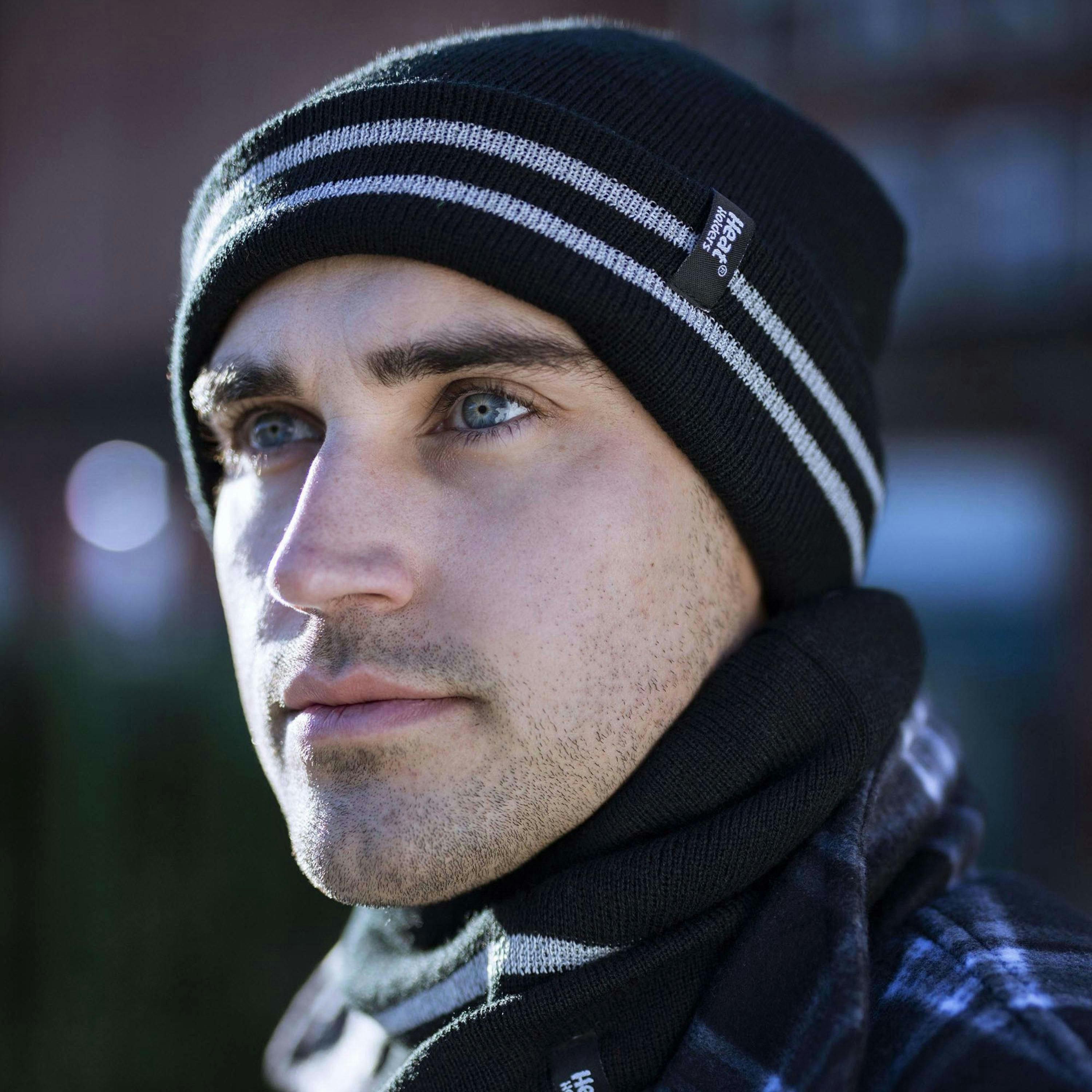 Mens Hi Vis Reflective Soft Fleece Lined Thermal Winter Hat , view 3 of 5