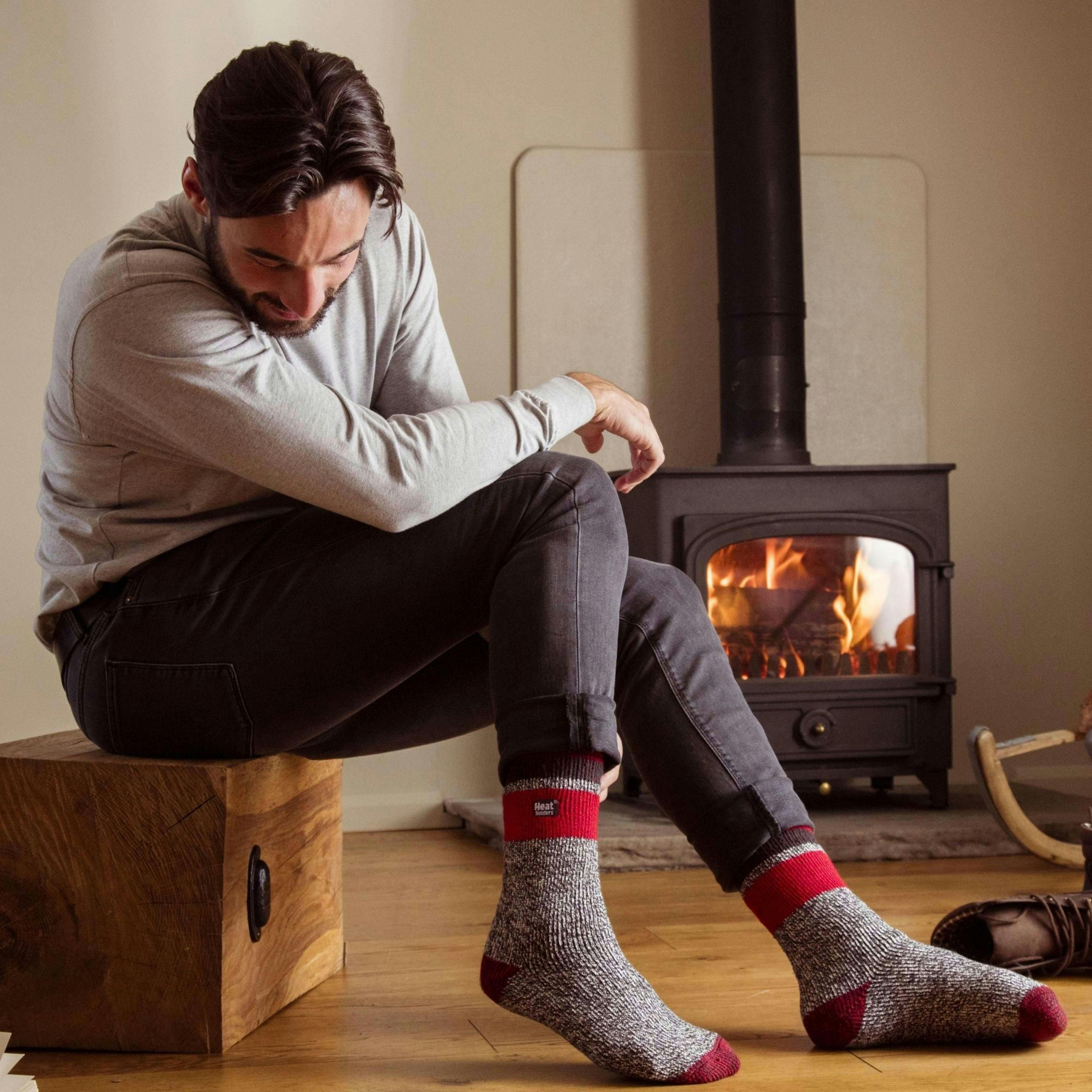 Mens Twist Patterned Thick Winter Thermal Socks , view 4 of 5