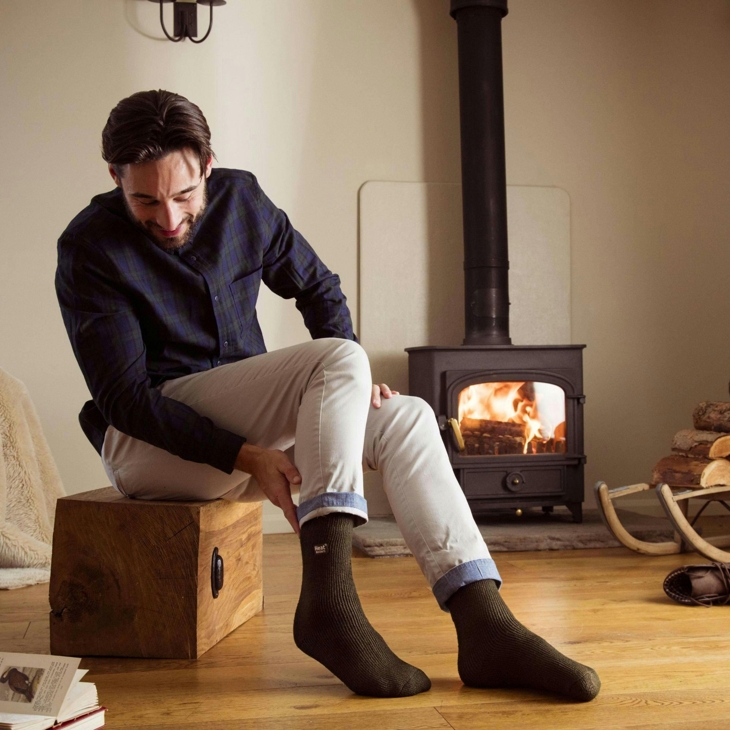 Mens Twist Patterned Thick Winter Thermal Socks , view 5 of 5