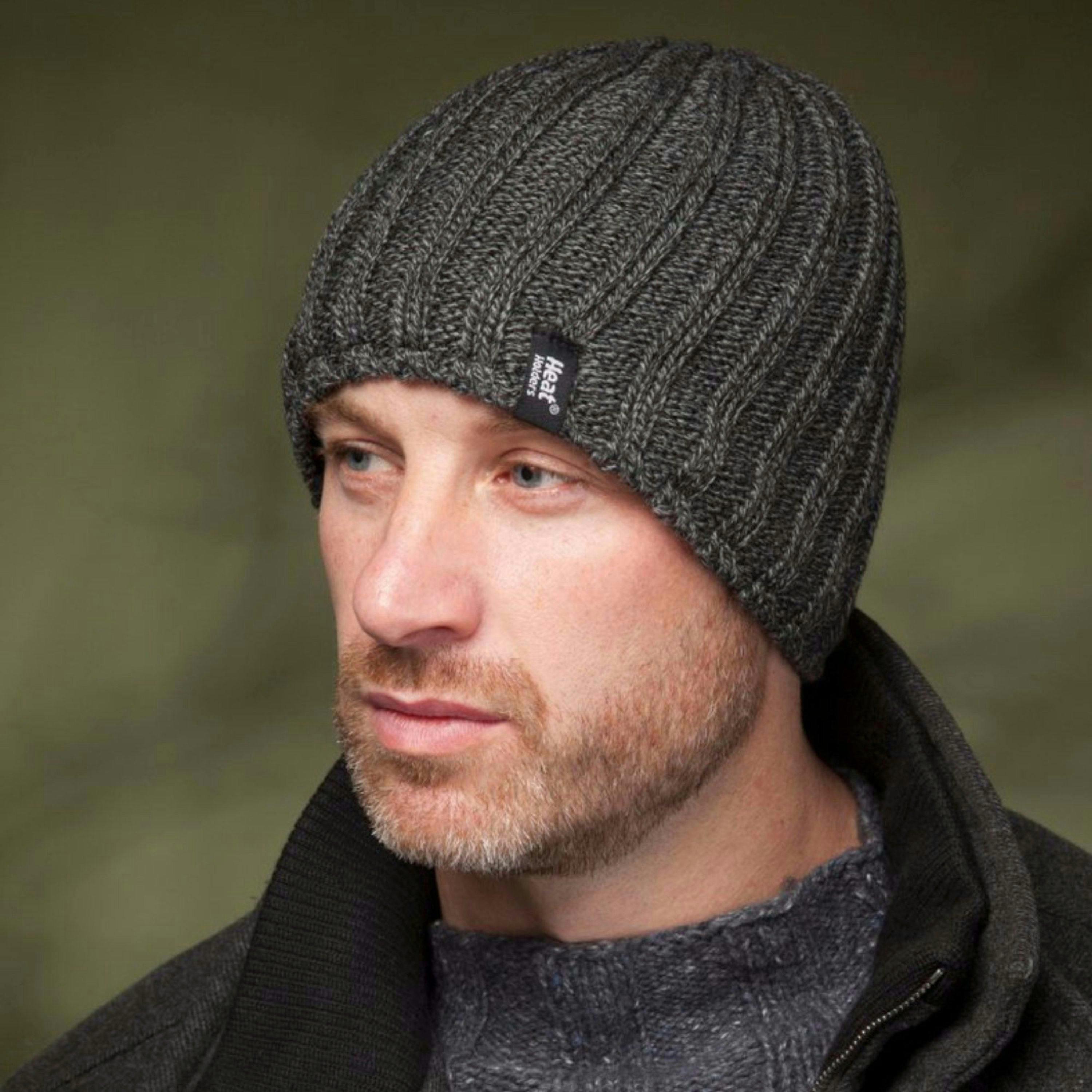 Mens 3.4 TOG Soft Fleece Lined Ribbed Knitted Thermal Winter Hat , view 3 of 5