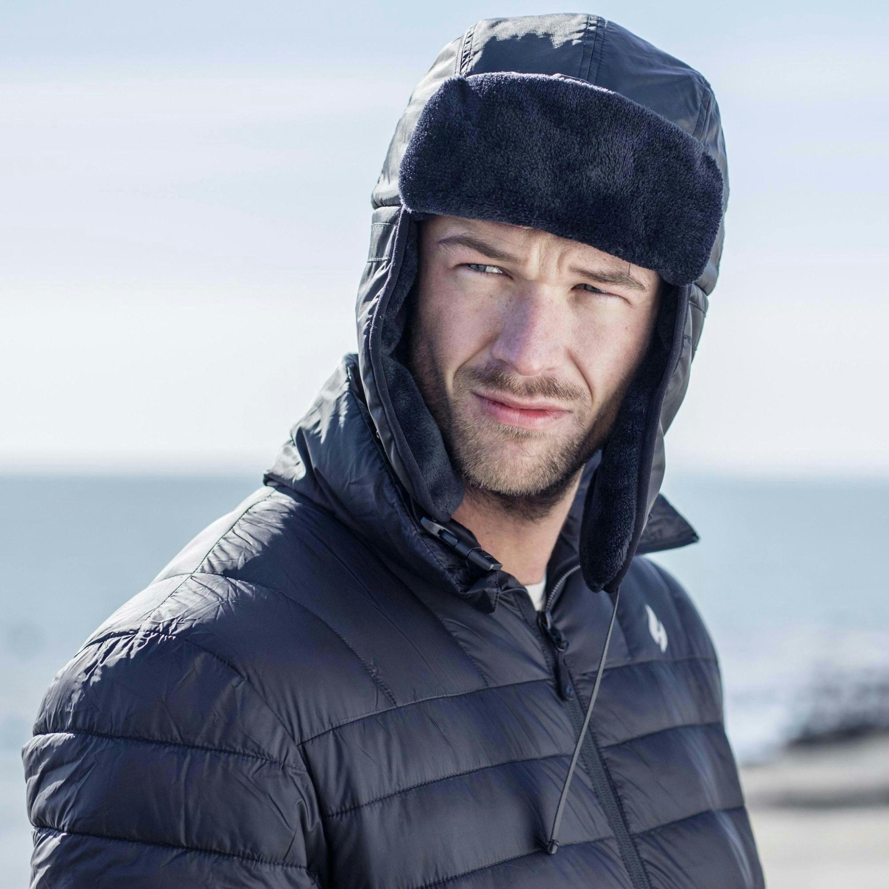 Mens Waterproof Fleece Lined Winter Thermal Trooper Trapper Hat , view 4 of 5