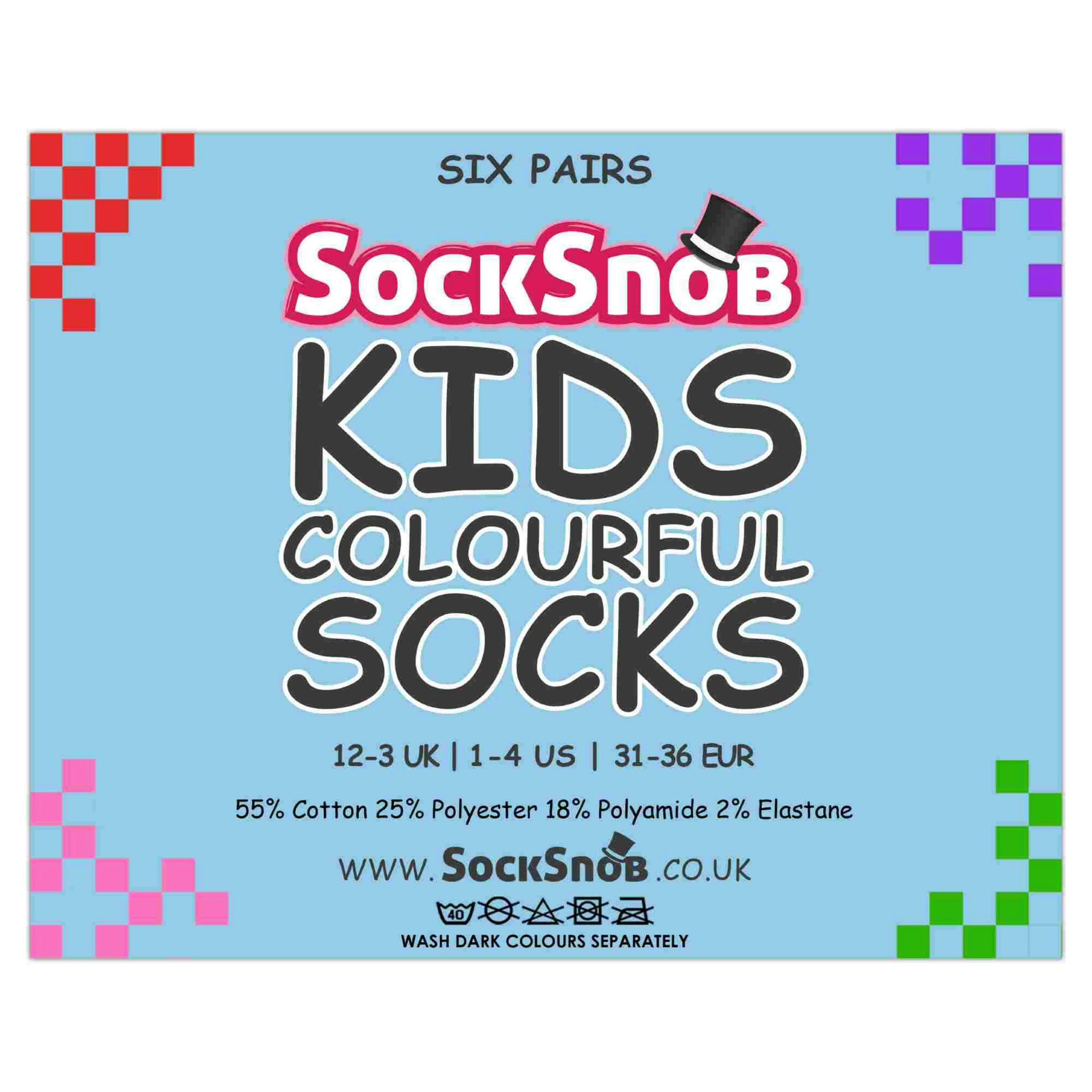 6 Pack Kids Plain Solid Coloured Cotton Socks , view 2 of 5