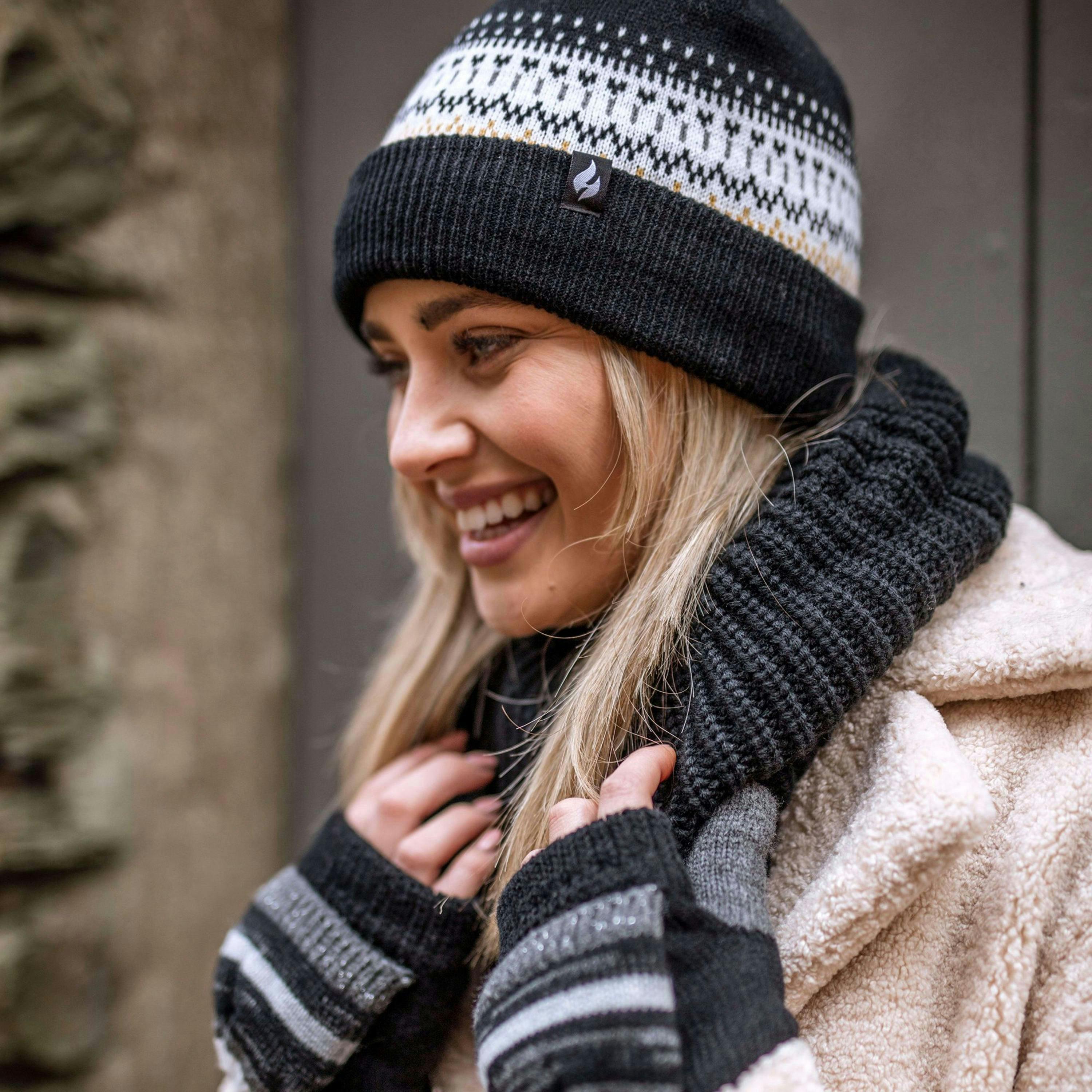 Ladies Knitted Beanie Bobble Hat with Small Pom Pom , view 3 of 5