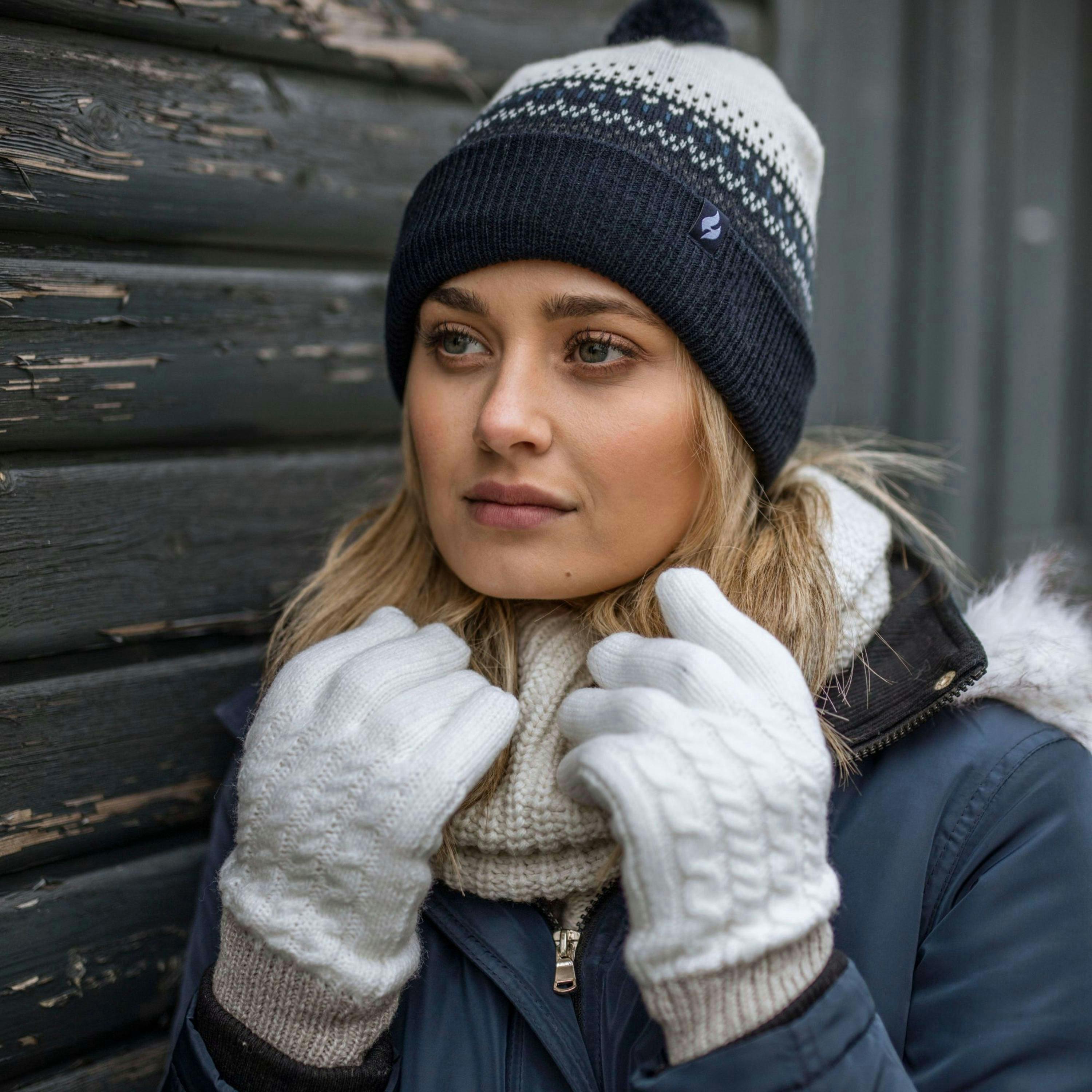 Ladies Knitted Beanie Bobble Hat with Small Pom Pom , view 5 of 5