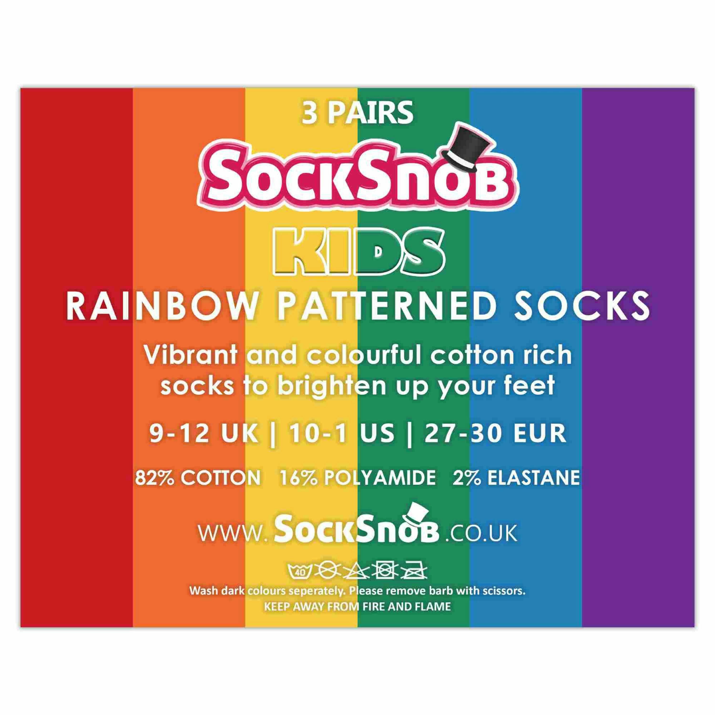 3 Pack Boys & Girls Striped Rainbow Design Casual Cotton Socks , view 2 of 5