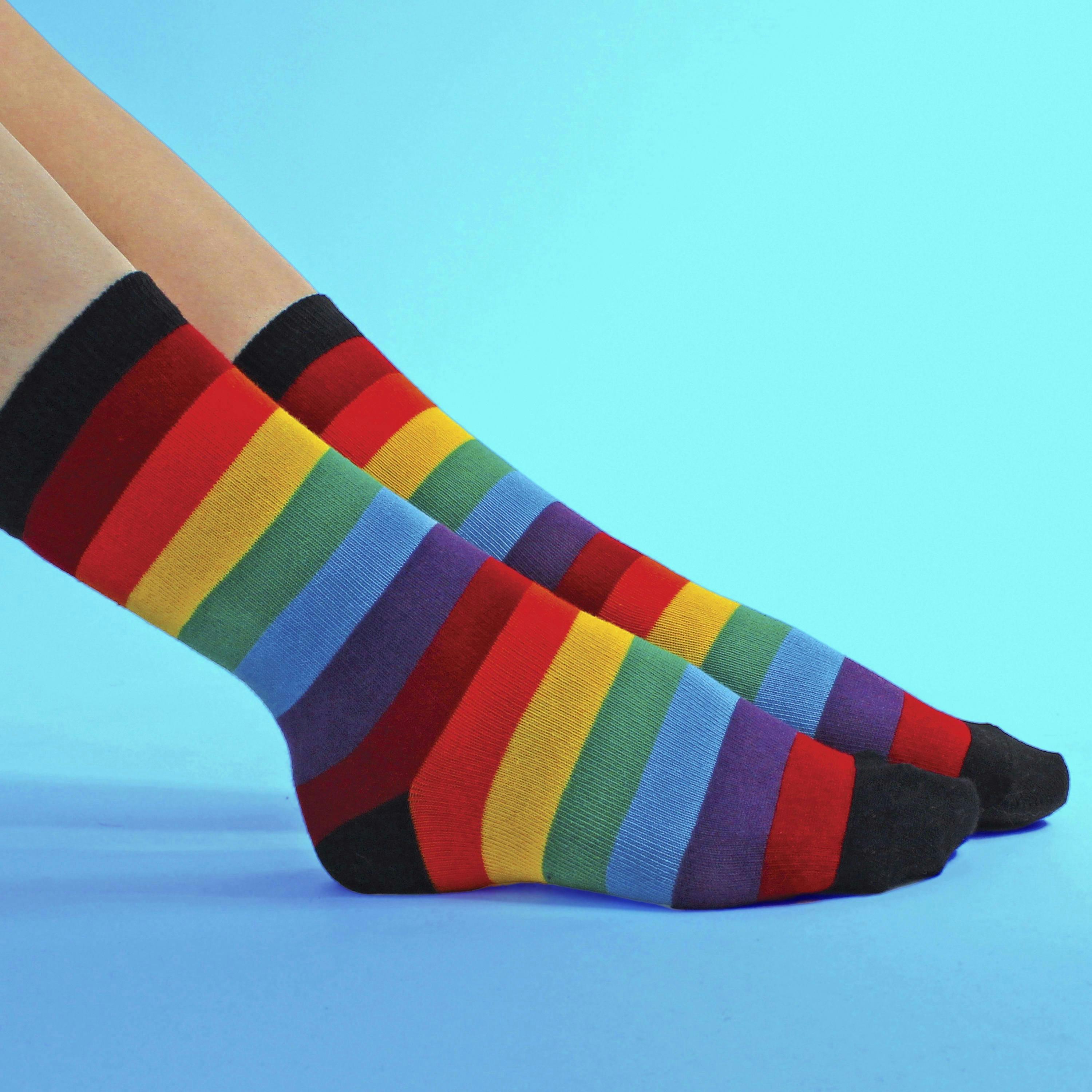 3 Pack Boys & Girls Striped Rainbow Design Casual Cotton Socks , view 5 of 5