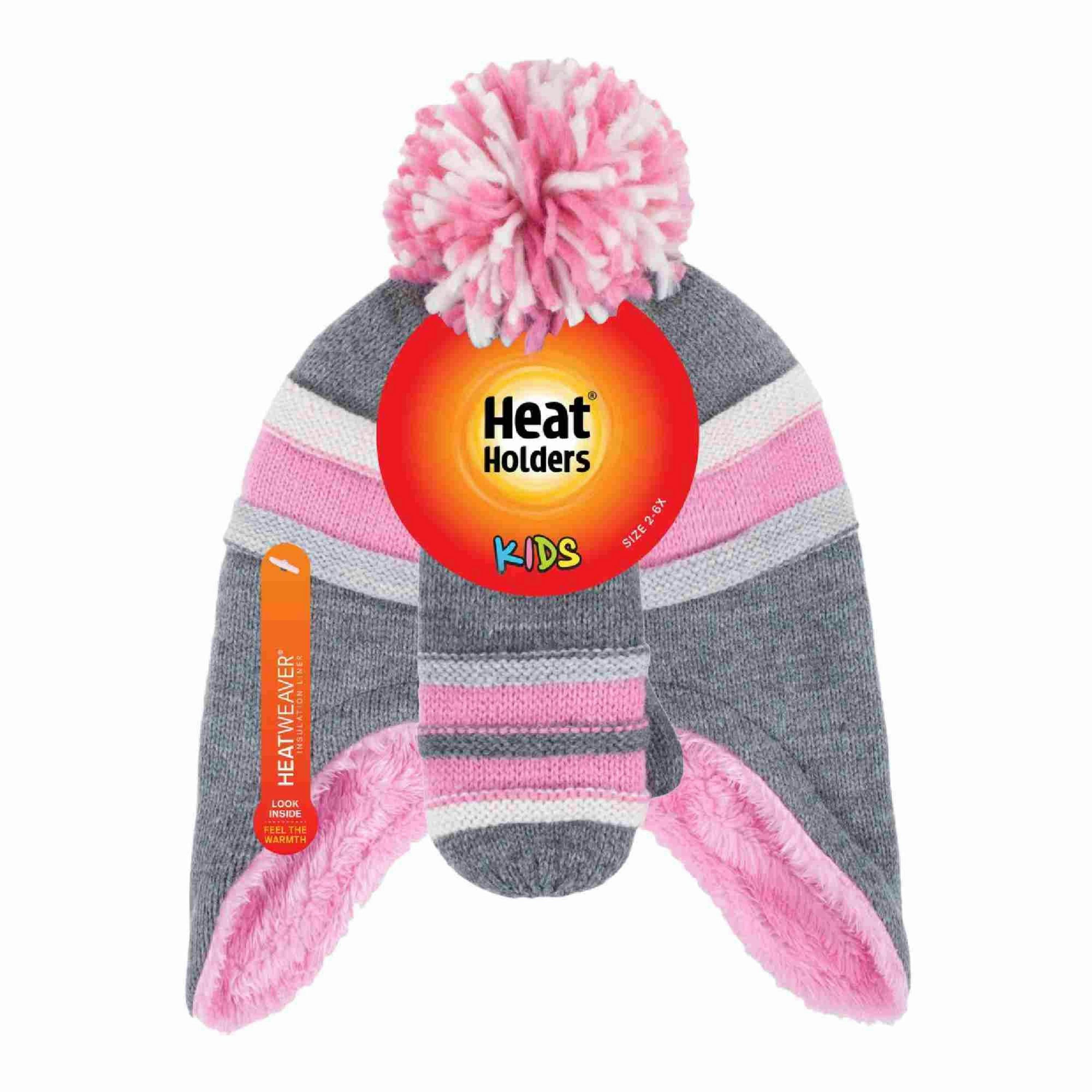 Girls Winter Thermal Beanie Hat with Ear Flaps & Mittens Gloves Set , view 2 of 4