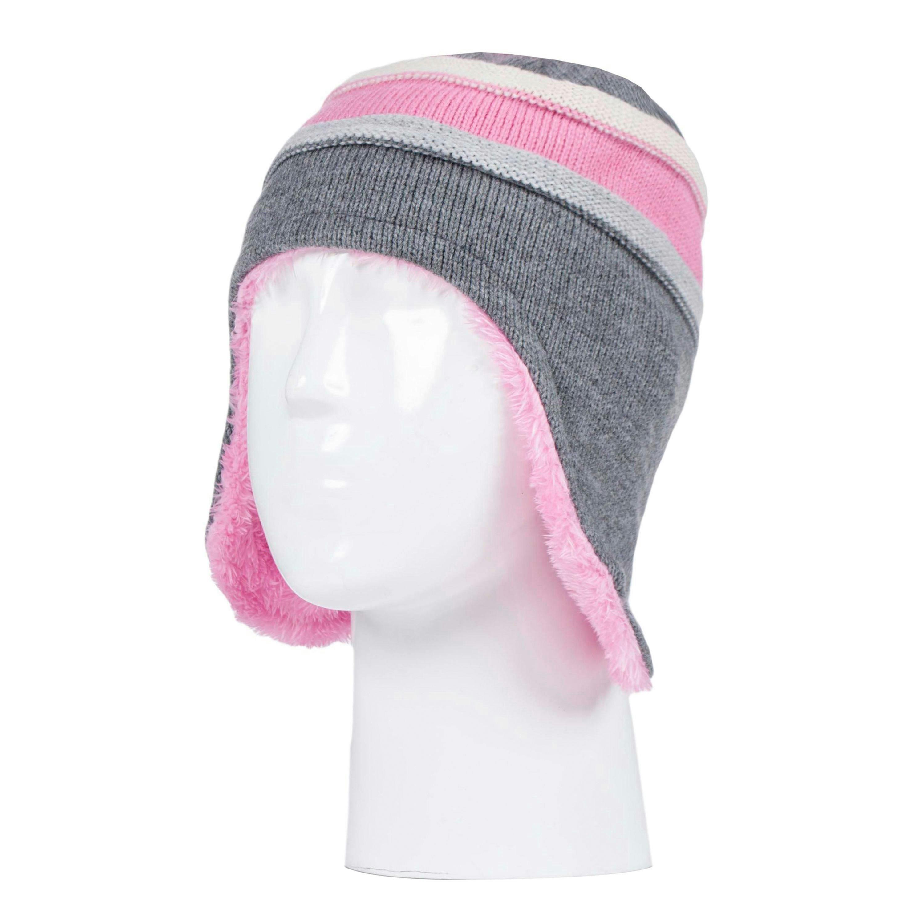 Girls Winter Thermal Beanie Hat with Ear Flaps & Mittens Gloves Set , view 3 of 4