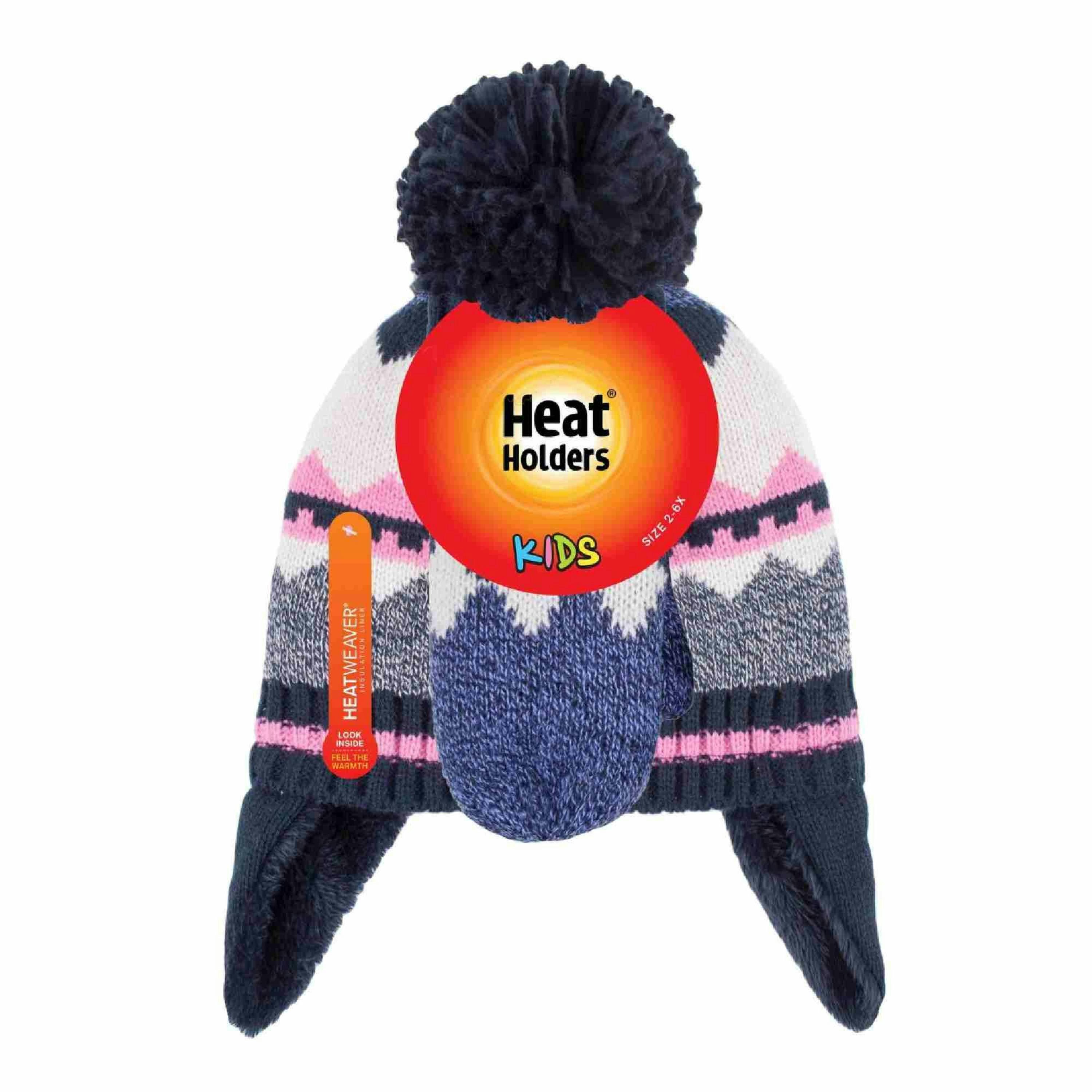 Girls Nordic Pattern Trapper Hat with Ear Flaps & Mittens Set , view 2 of 4