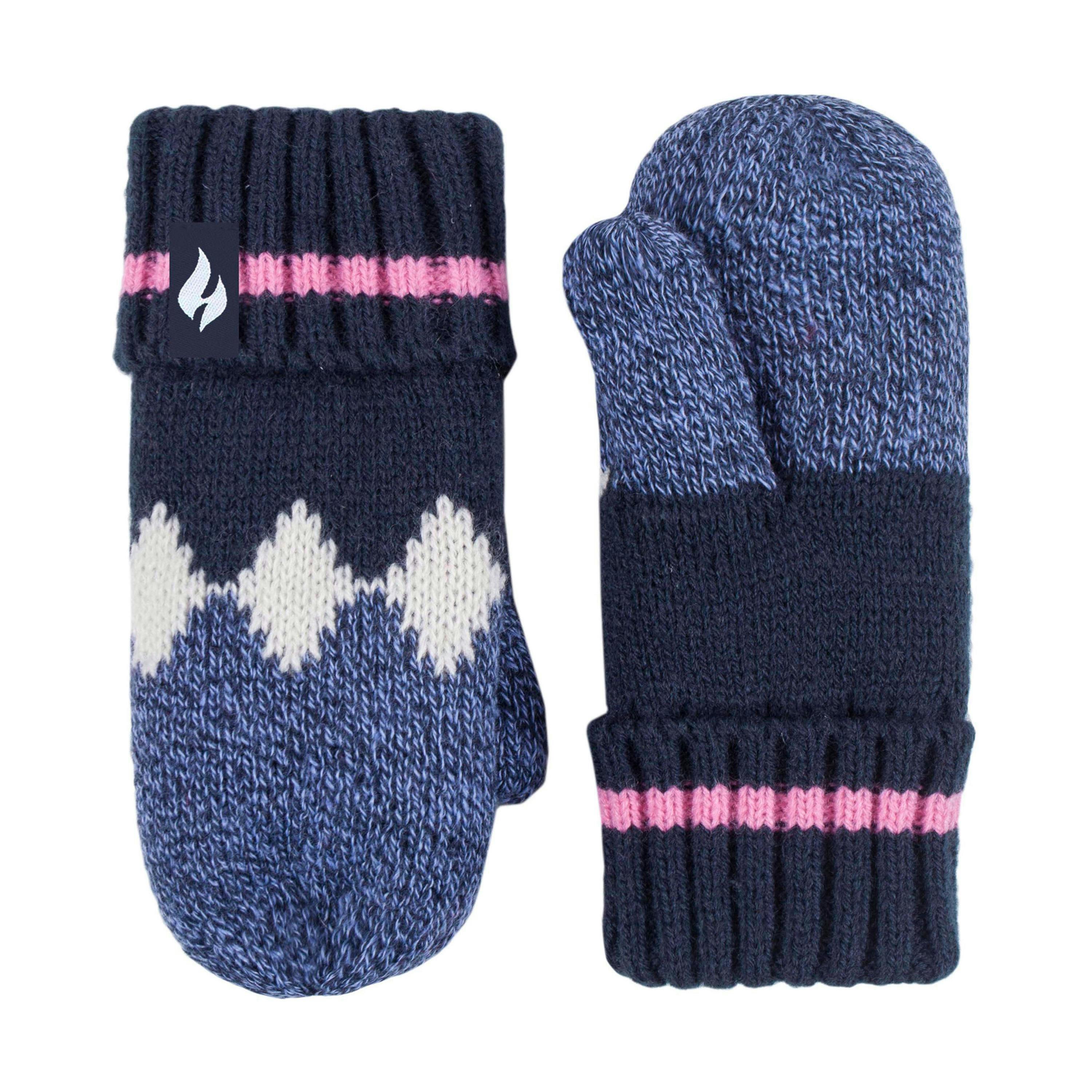 Girls Nordic Pattern Trapper Hat with Ear Flaps & Mittens Set , view 4 of 4