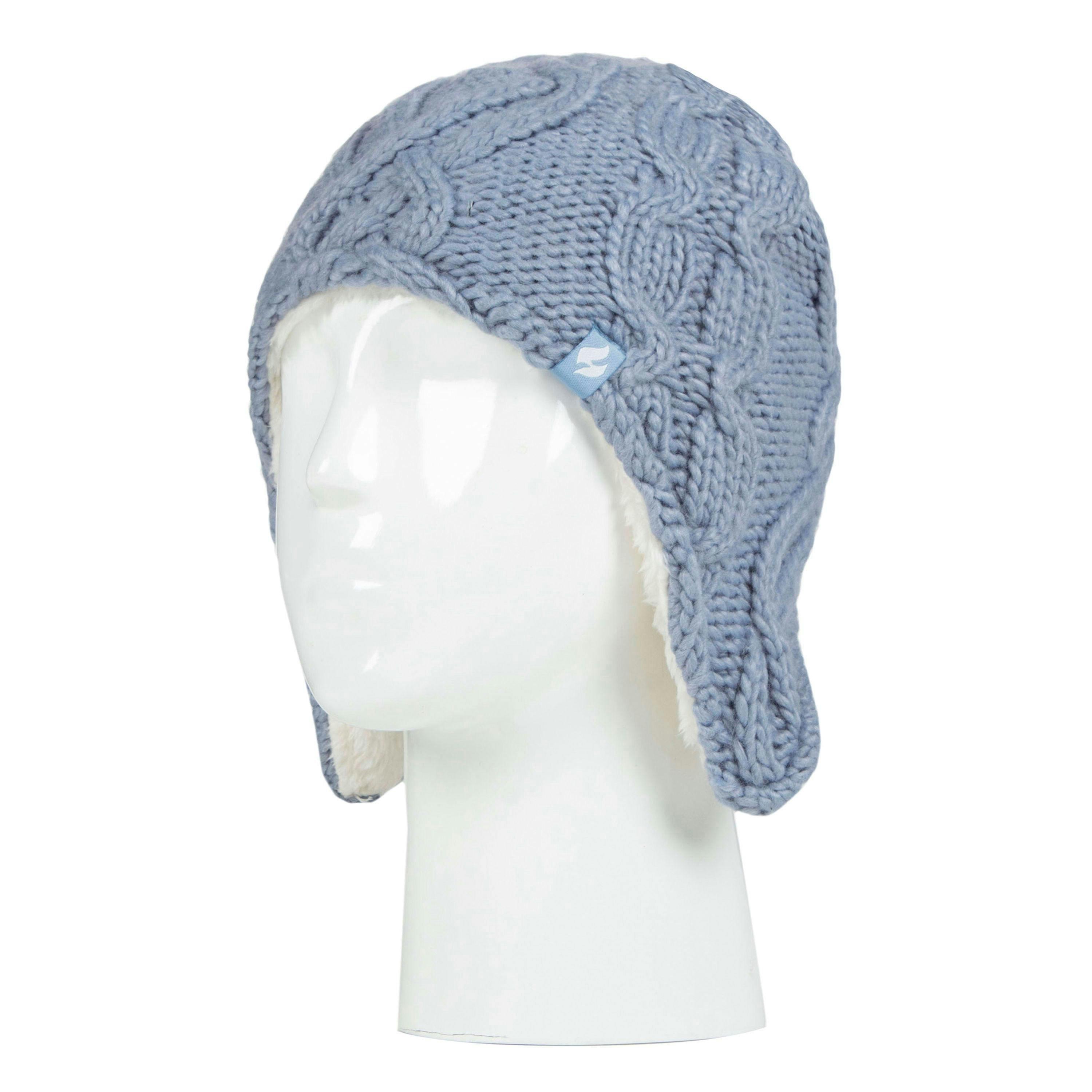 Girls Cable Knitted Design Trapper Hat & Mittens Set , view 3 of 4
