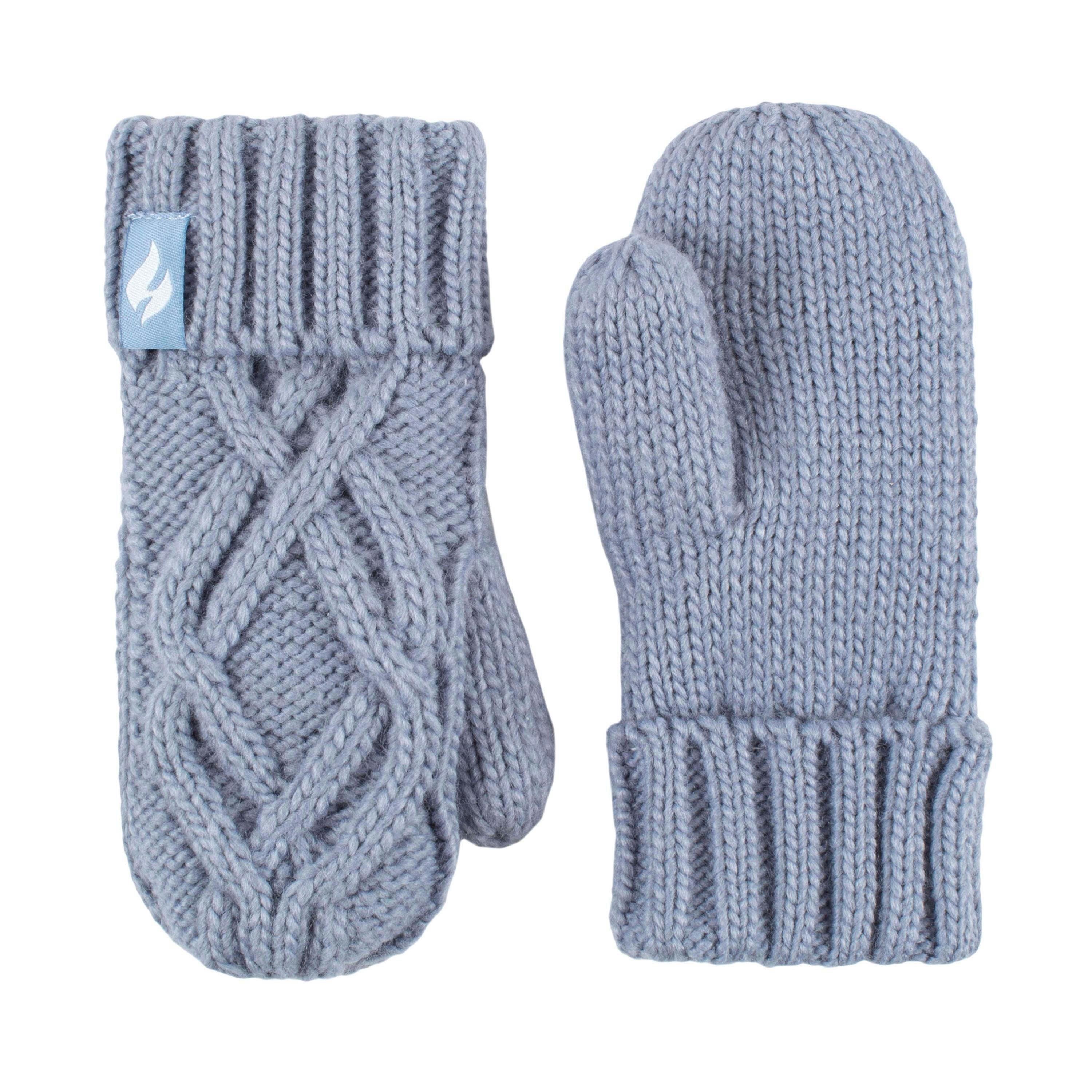 Girls Cable Knitted Design Trapper Hat & Mittens Set , view 4 of 4
