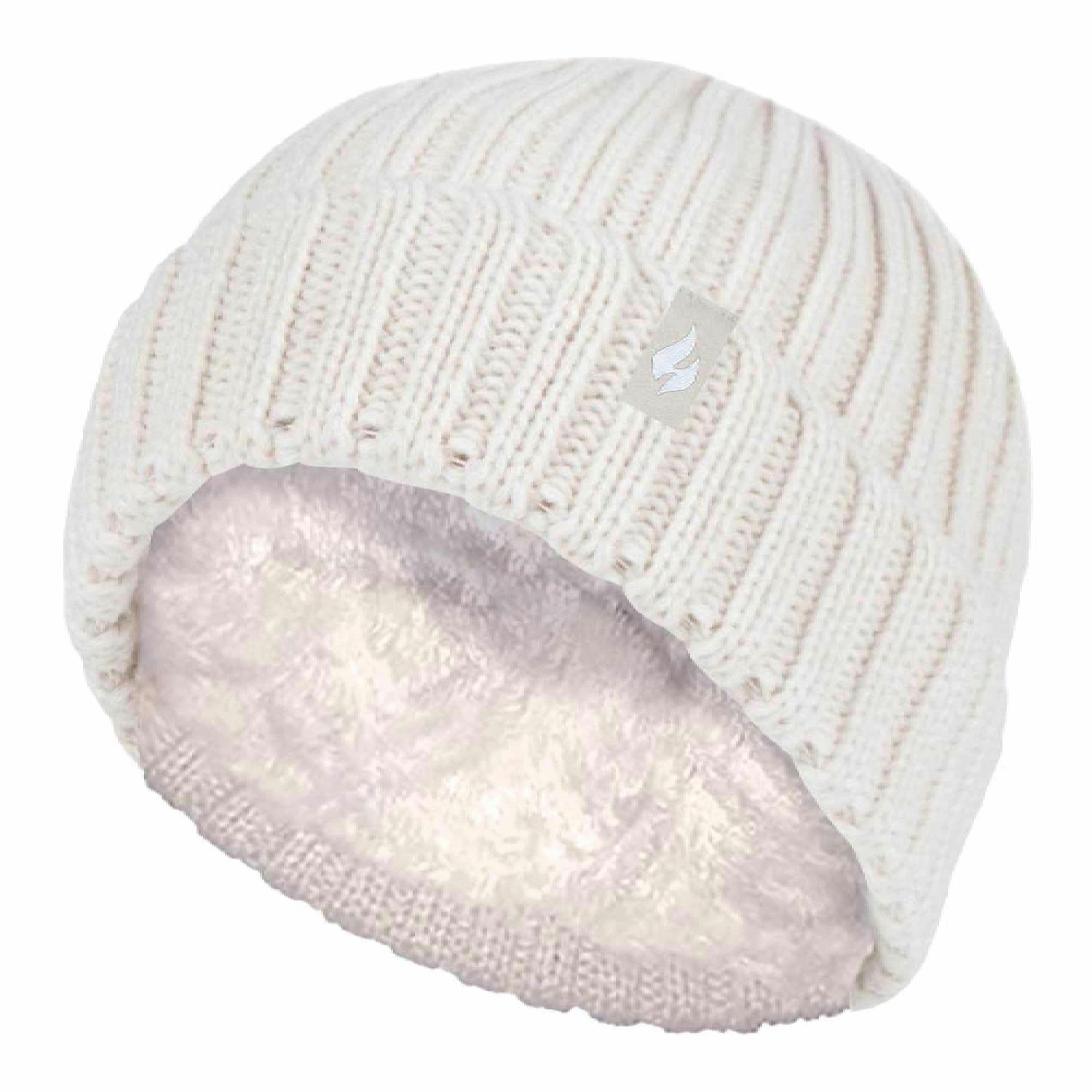 Girls Thick Chunky Ribbed Thermal Beanie Hat for Winter , view 1 of 4