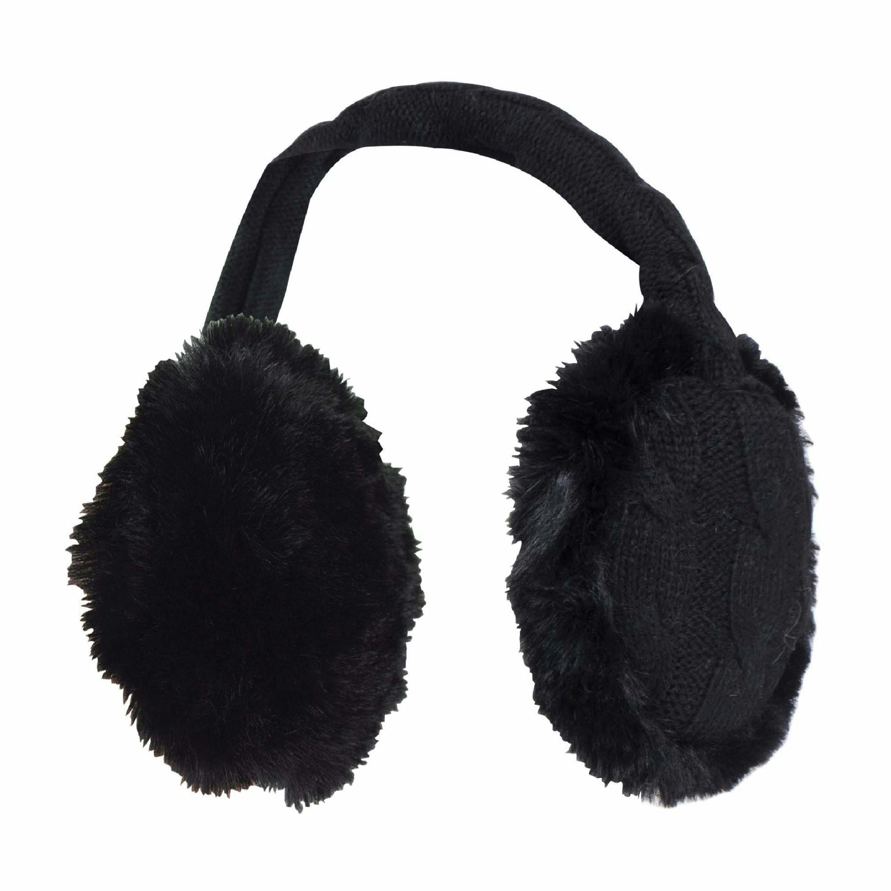 Ladies Winter Knitted Cold Weather Faux Fur Ear Muffs , view 1 of 5