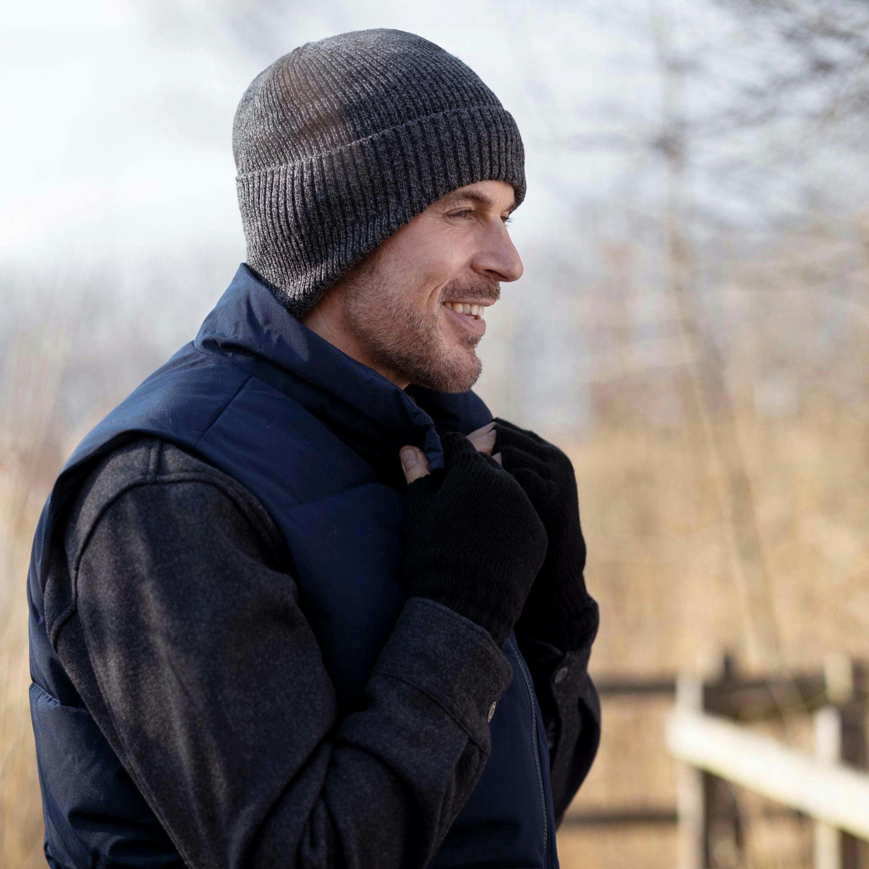 Mens Knitted Thermal Winter Warm Expedition Hat with Drop Neck , view 4 of 5