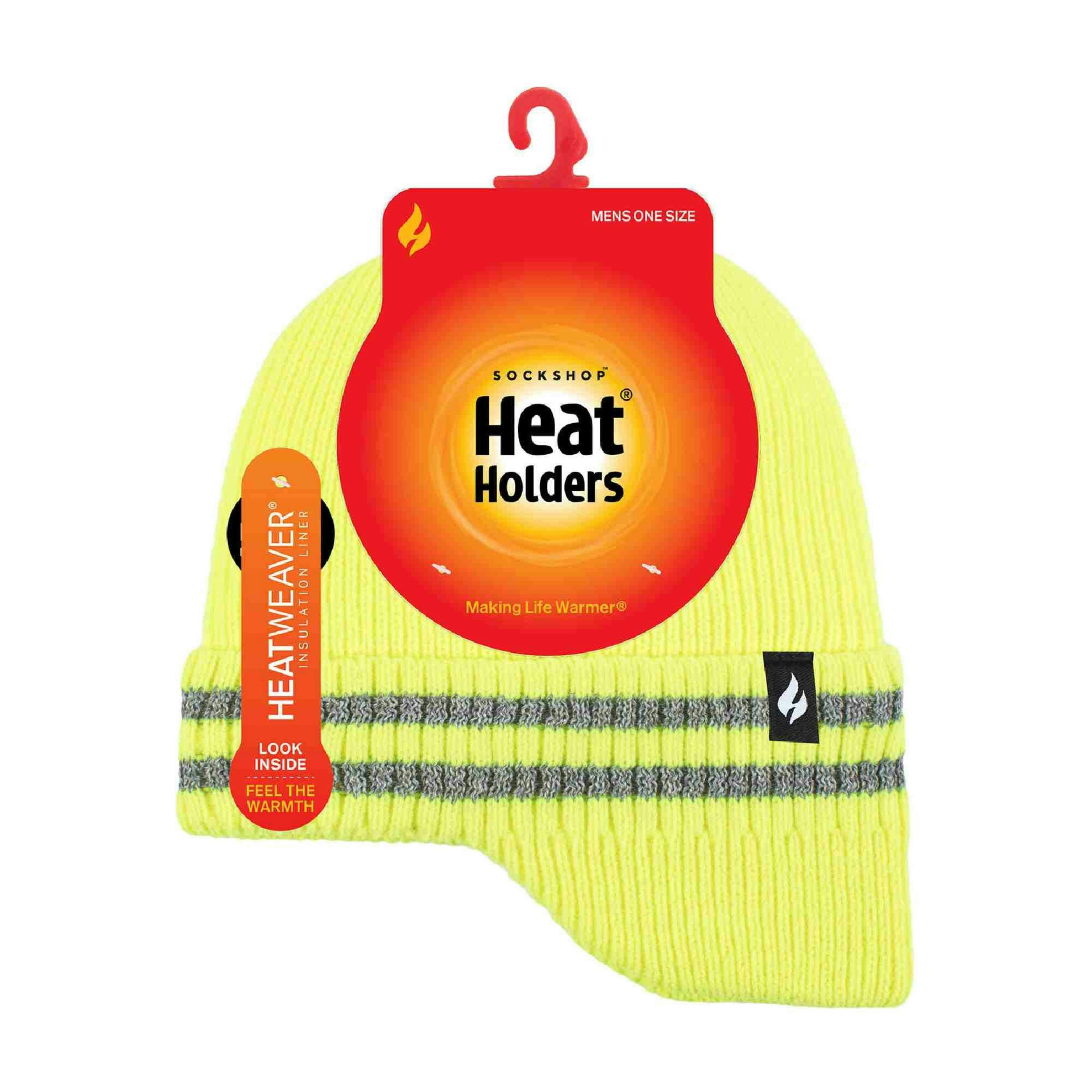 Mens Hi Vis Reflective Fleece Lined Thermal Winter Hat with Drop Neck , view 2 of 5