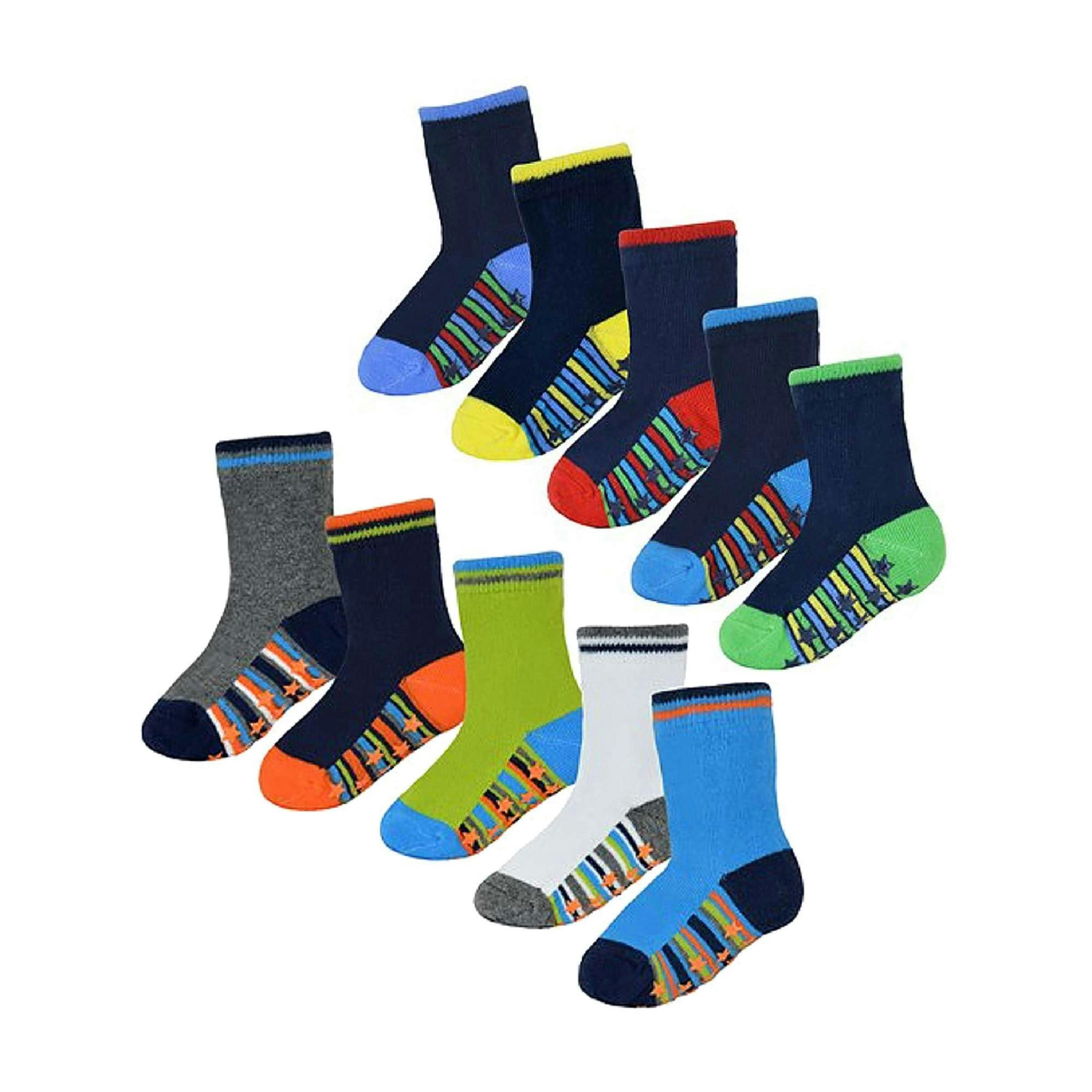 10 Pack Baby Boy Cotton Rich Non Slip Socks with Star Grippers , view 1 of 4