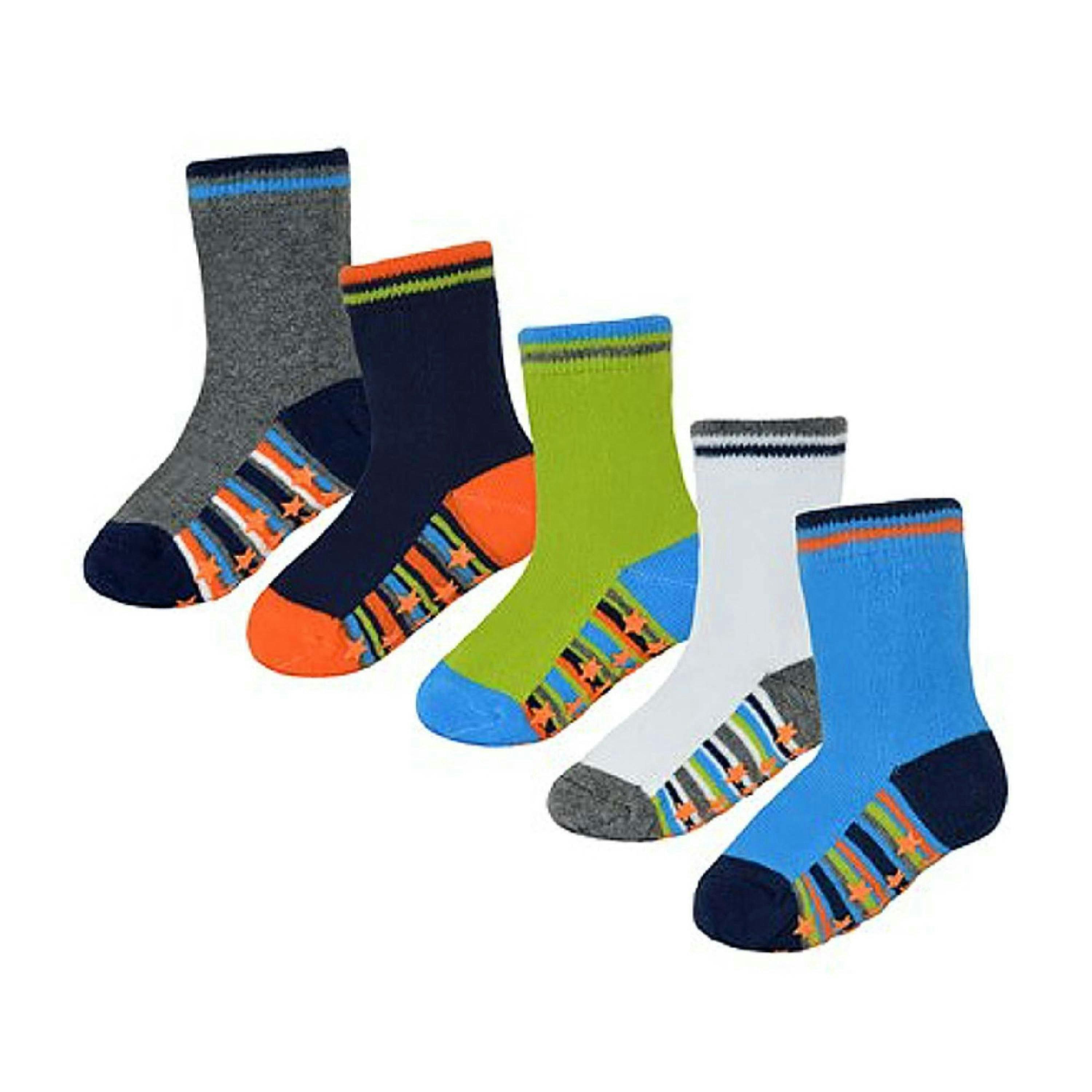 10 Pack Baby Boy Cotton Rich Non Slip Socks with Star Grippers , view 2 of 4