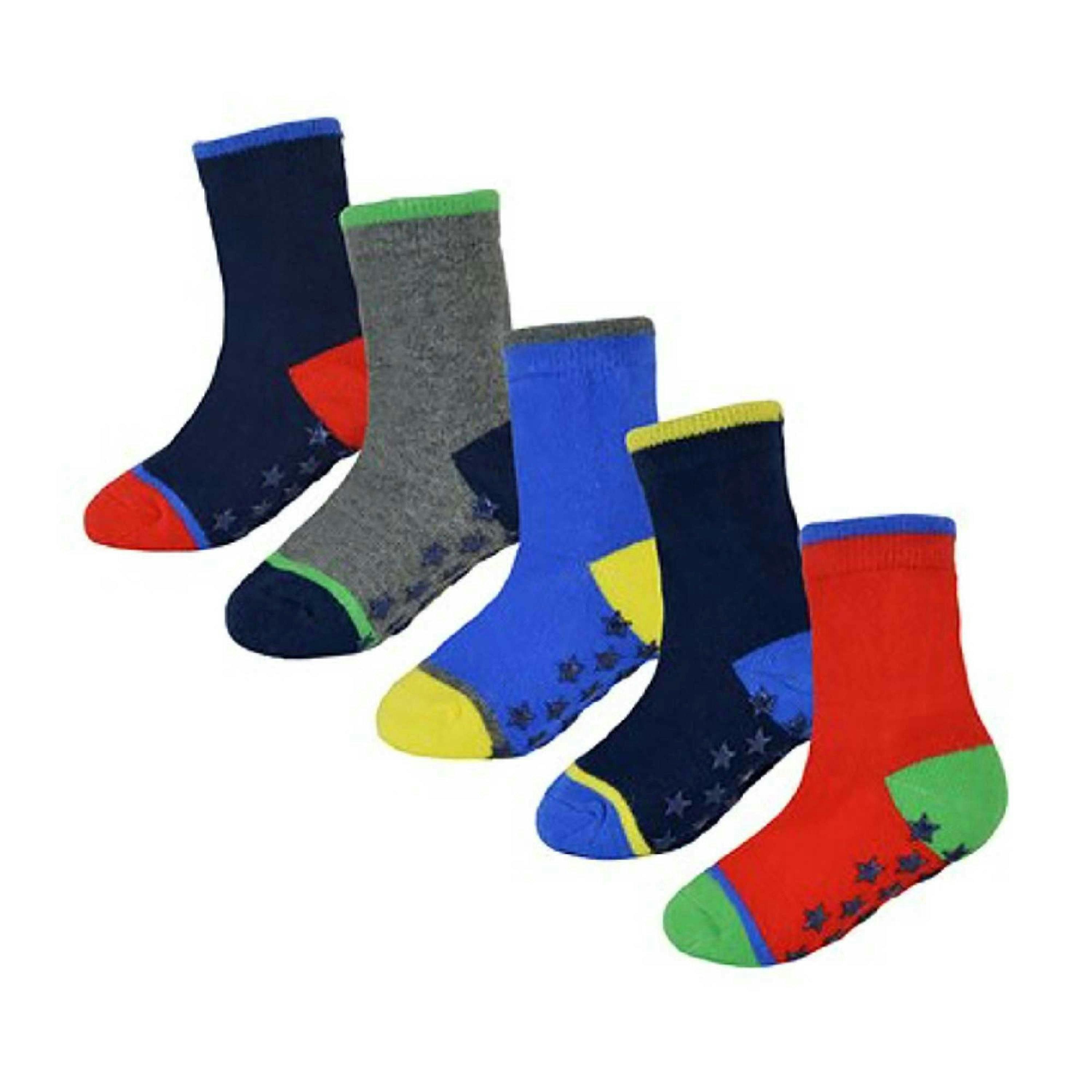 10 Pack Baby Boy Cotton Rich Non Slip Socks with Star Grippers , view 2 of 4