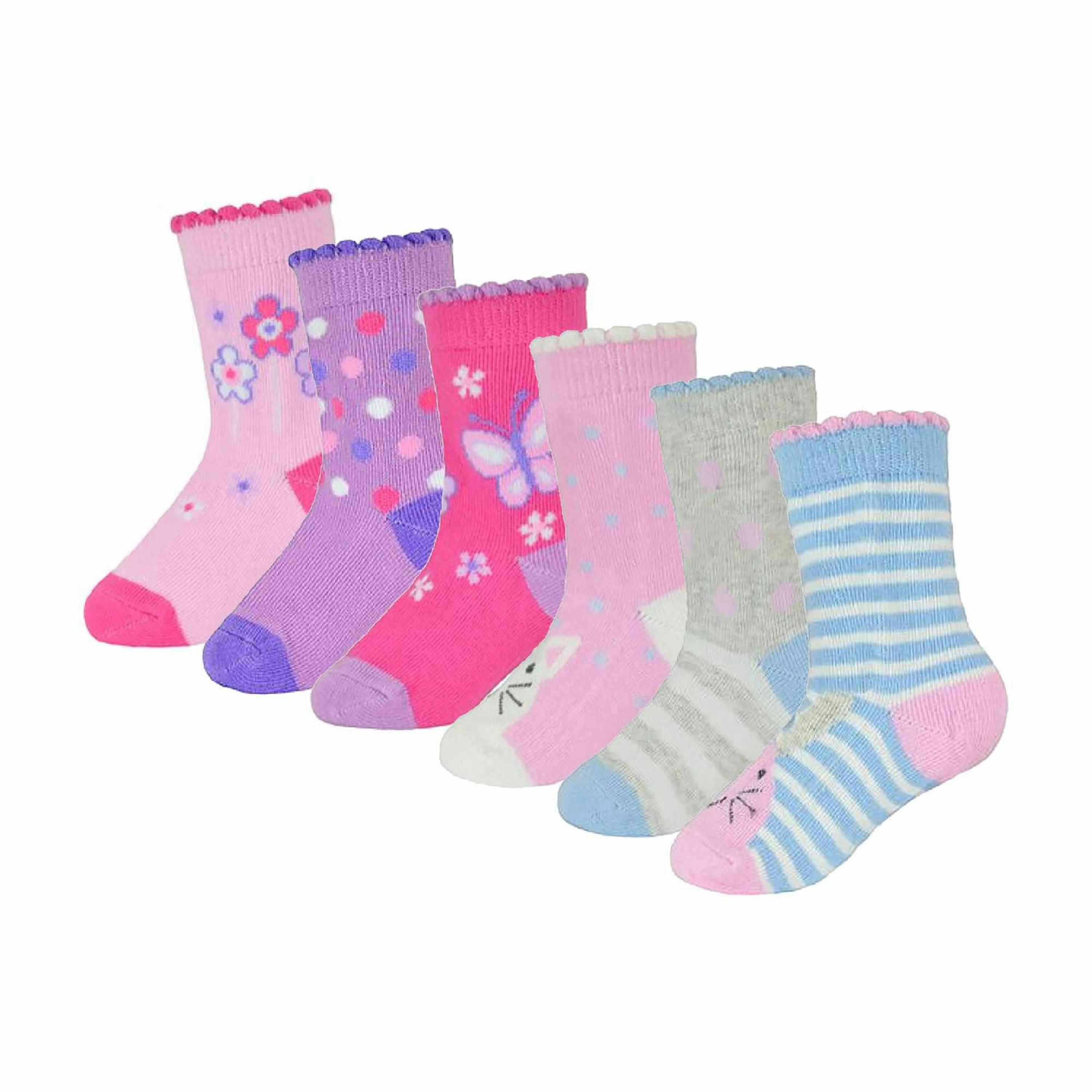 10 Pack Baby Girl Soft Cotton Colorful Non Slip Heel & Toe Socks , view 1 of 4